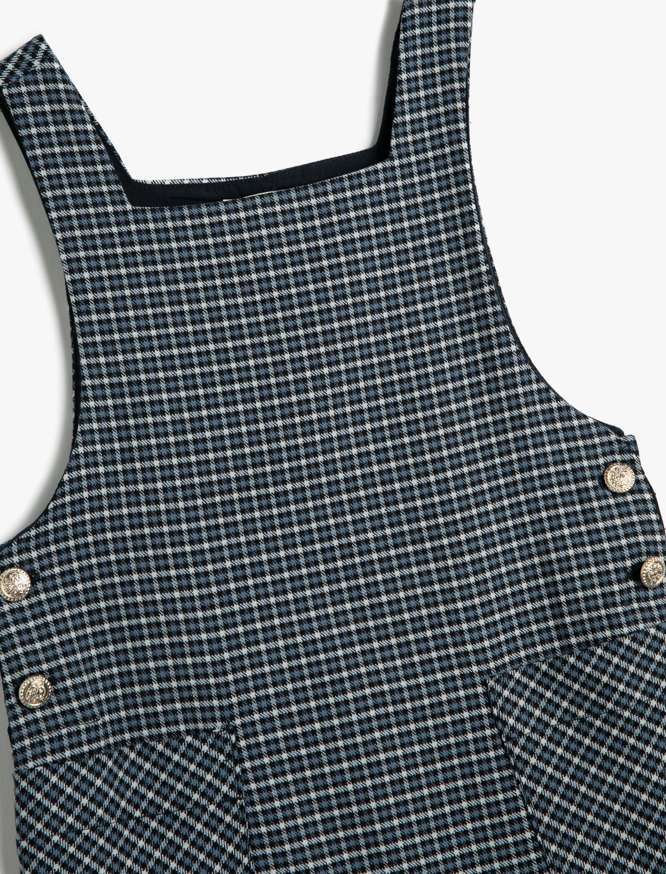  Kız Çocuk Jile Elbise Cep ve Düğme Detaylı Pamuklu