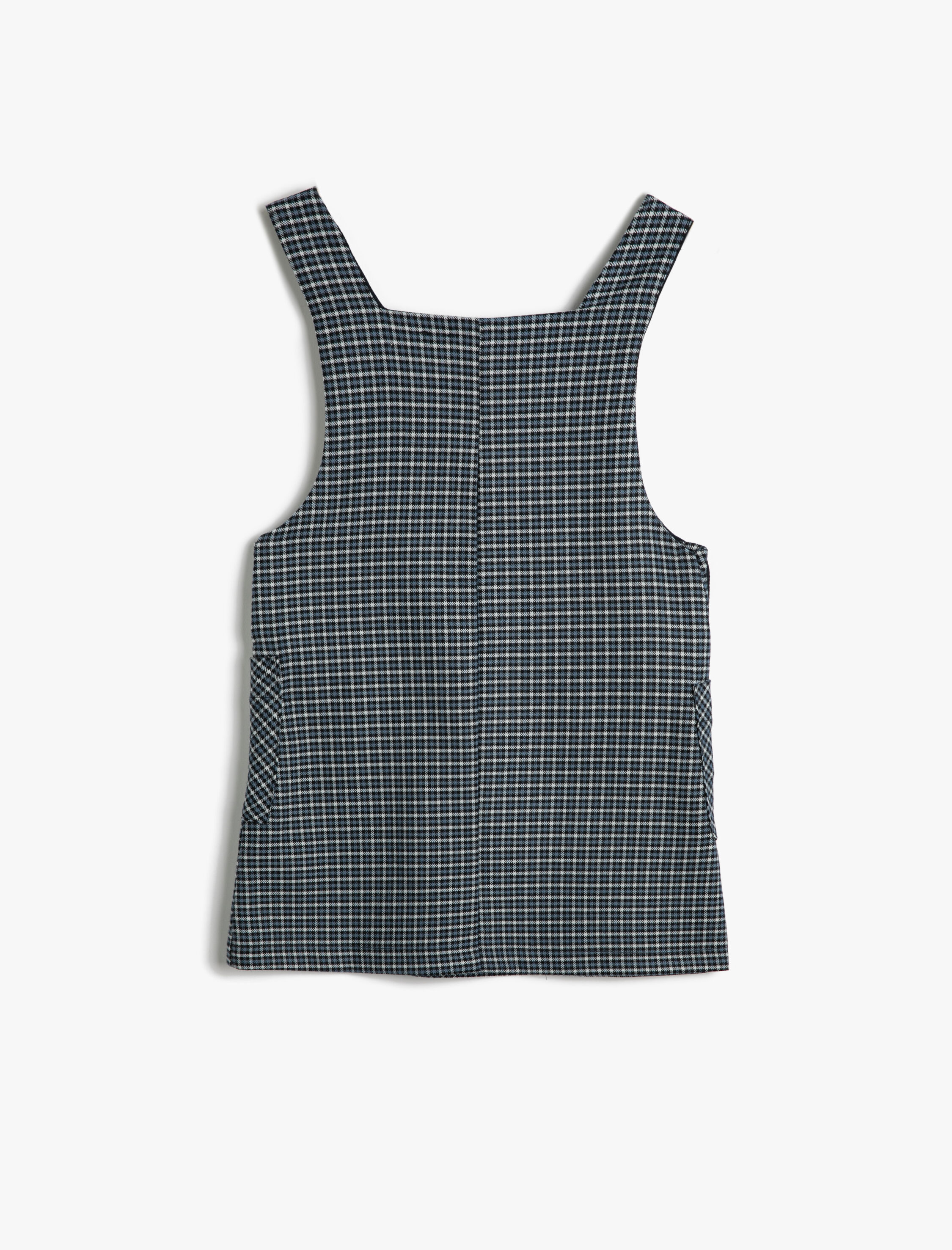  Kız Çocuk Jile Elbise Cep ve Düğme Detaylı Pamuklu