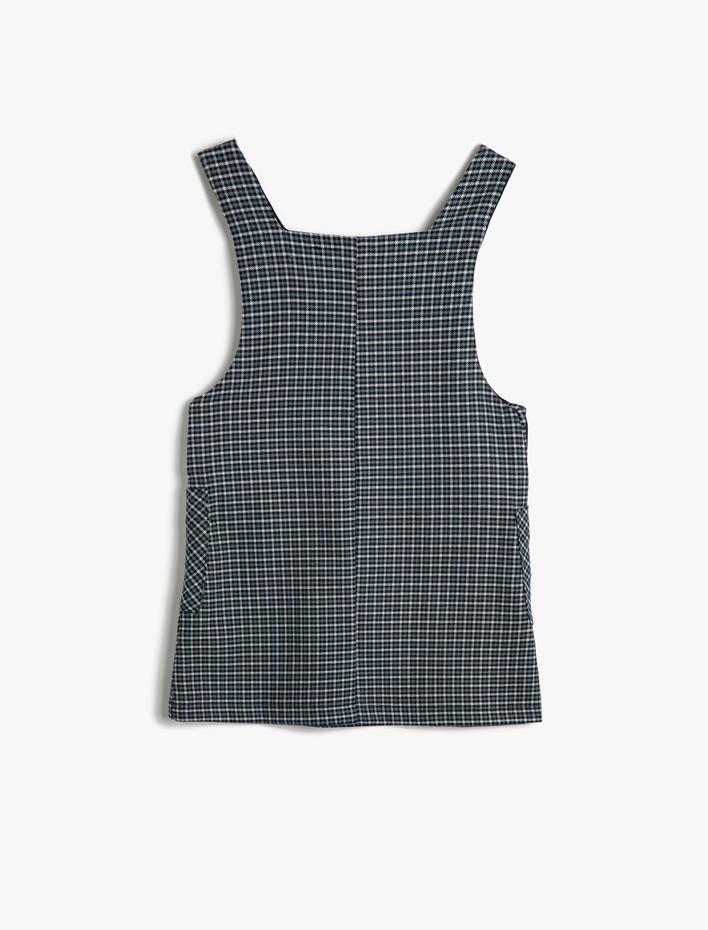 Kız Çocuk Jile Elbise Cep ve Düğme Detaylı Pamuklu