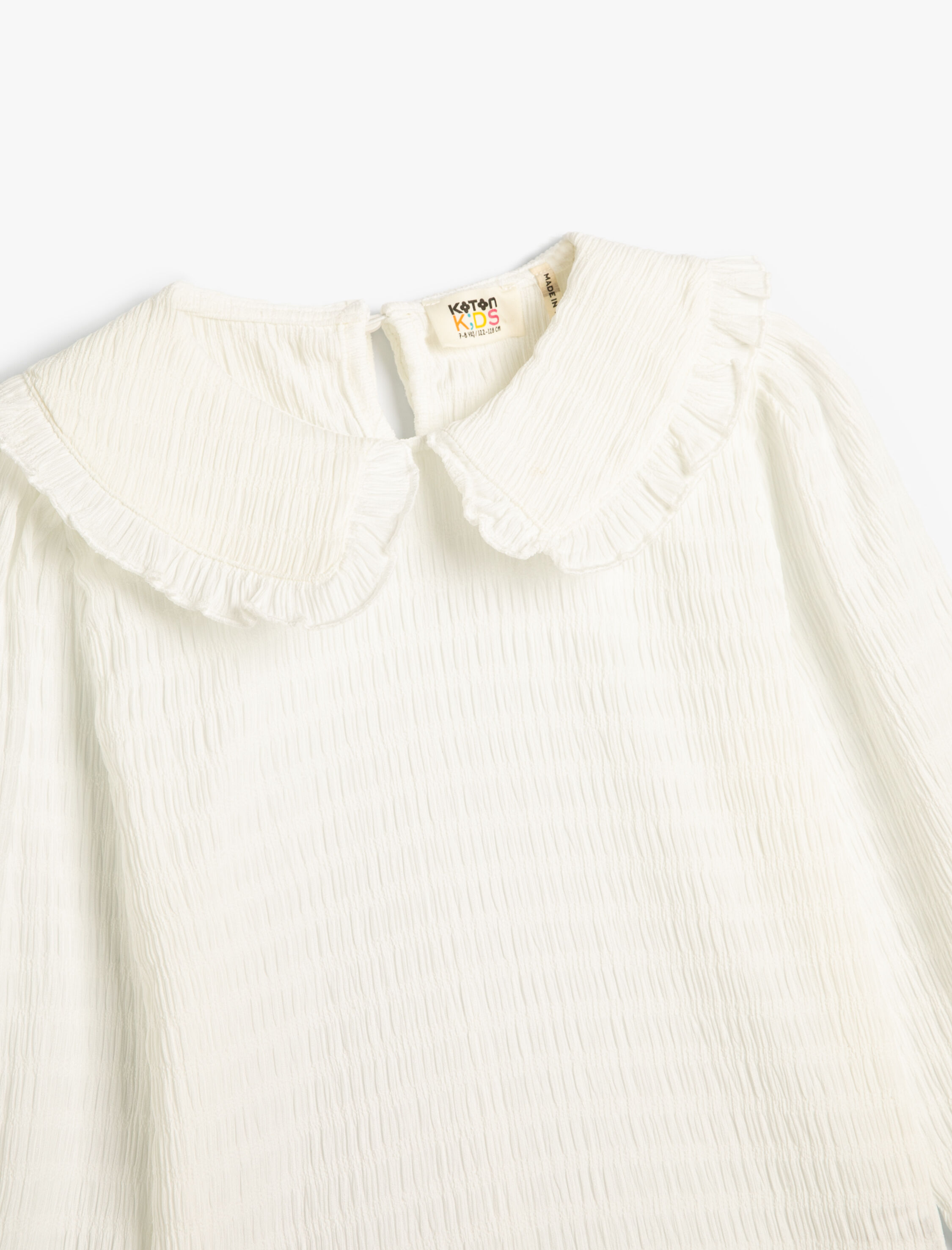  Kız Çocuk Bluz Geniş Bebe Yaka Uzun Kollu Manşetleri Lastikli