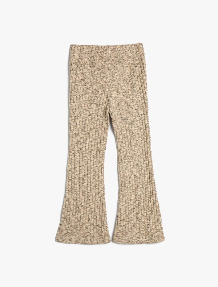 Kız Çocuk İspanyol Paça Eşofman Altı Ribanalı Beli Lastikli