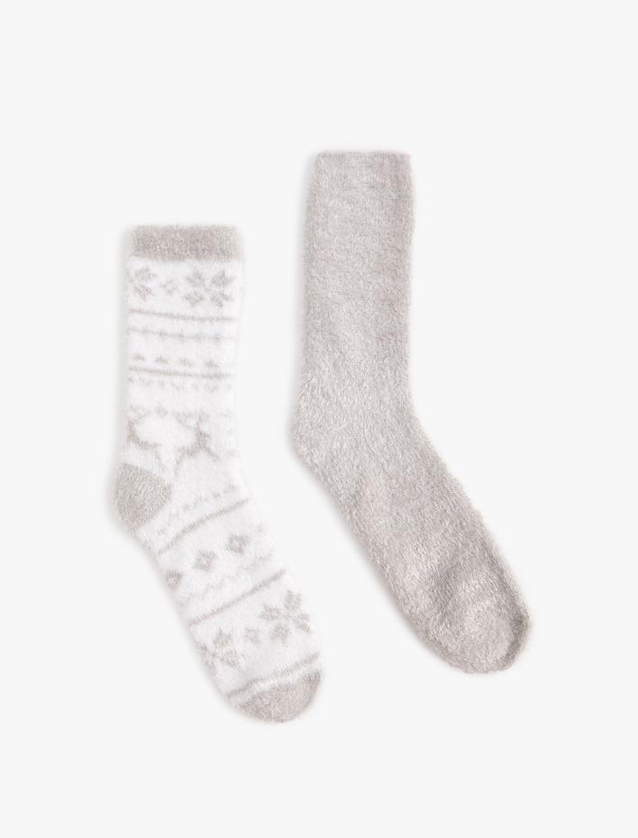 Kadın Yılbaşı Temalı Çorap Seti 2'li Yumuşak Dokulu