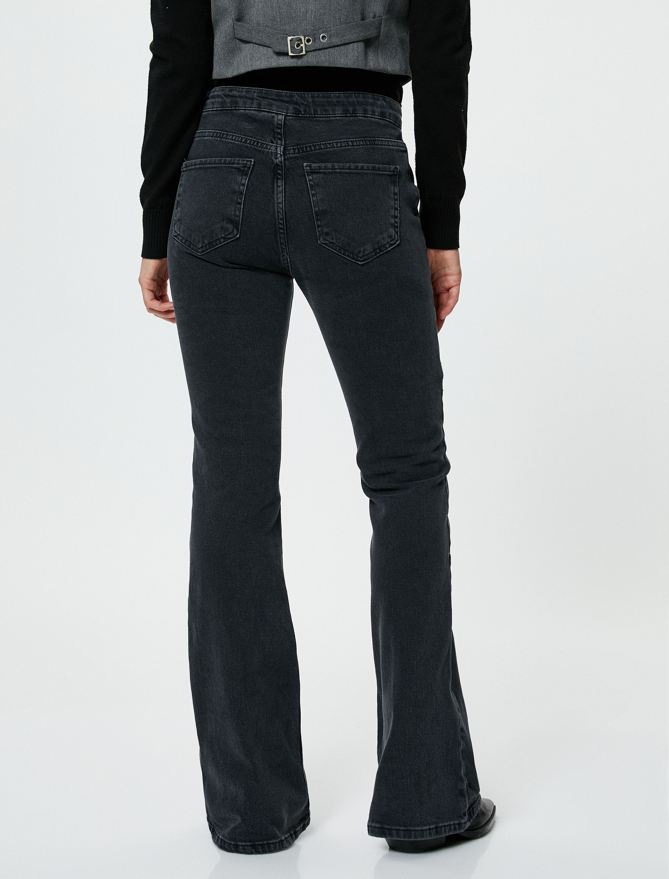   İspanyol Jeans Nervürlü Dar Kesim Normal Bel - Flare Jean