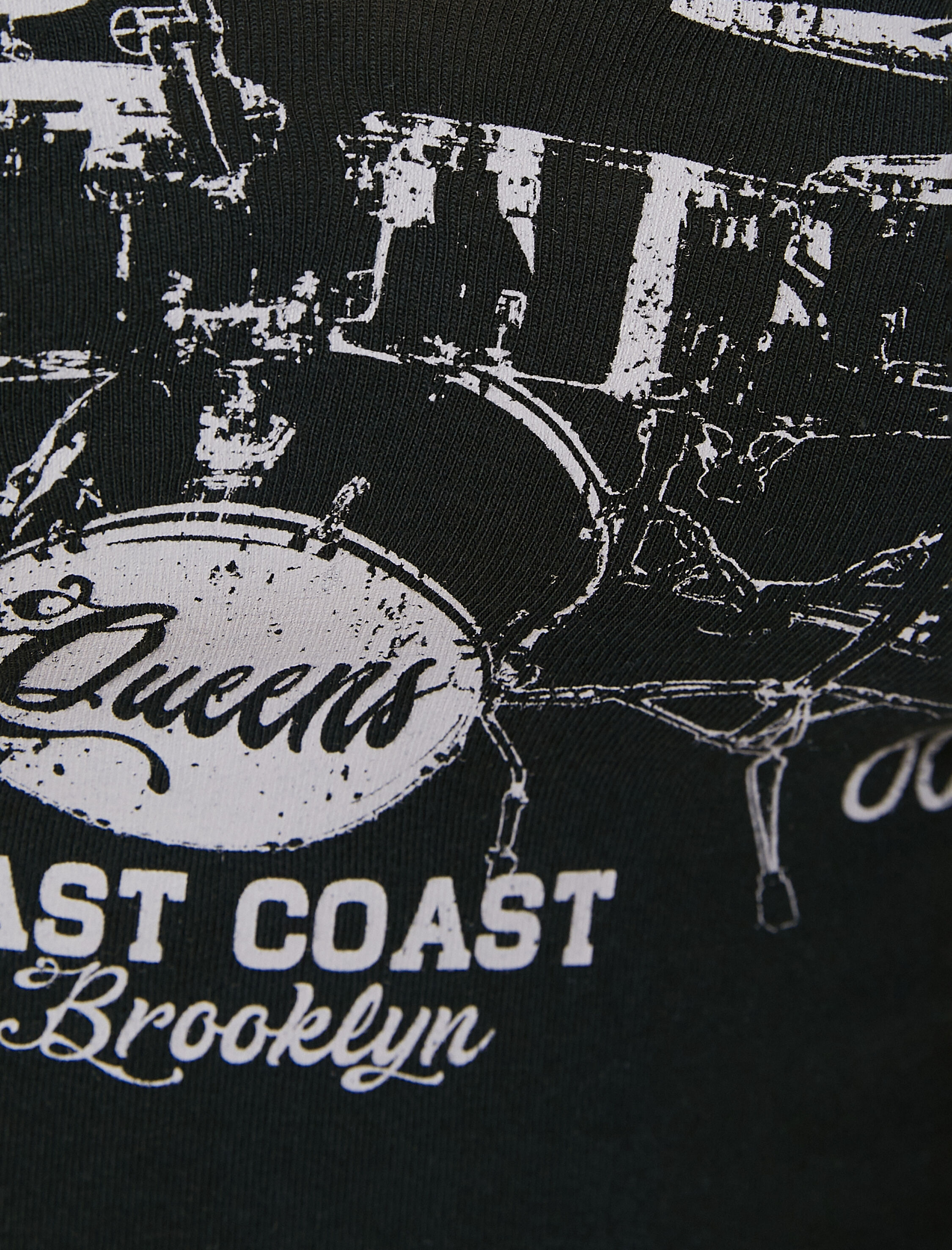   Uzun Kollu Crop Tişört Derin V Yaka Pamuklu Baskılı