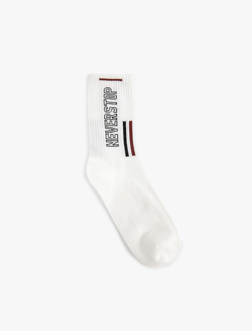  Erkek Soket Çorap Slogan İşlemeli