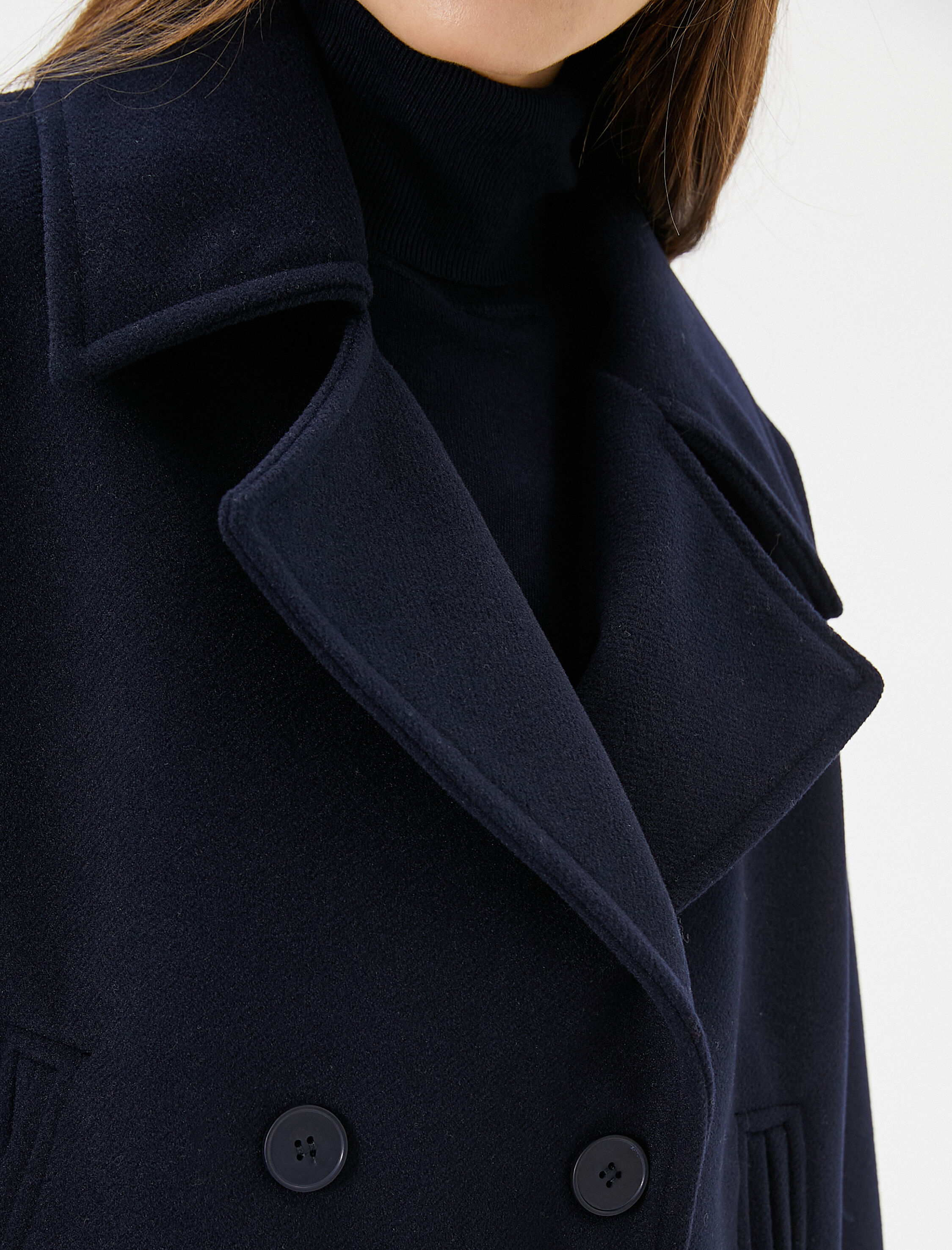   Kısa Kaşe Ceket Kruvaze Düğmeli Cep Detaylı