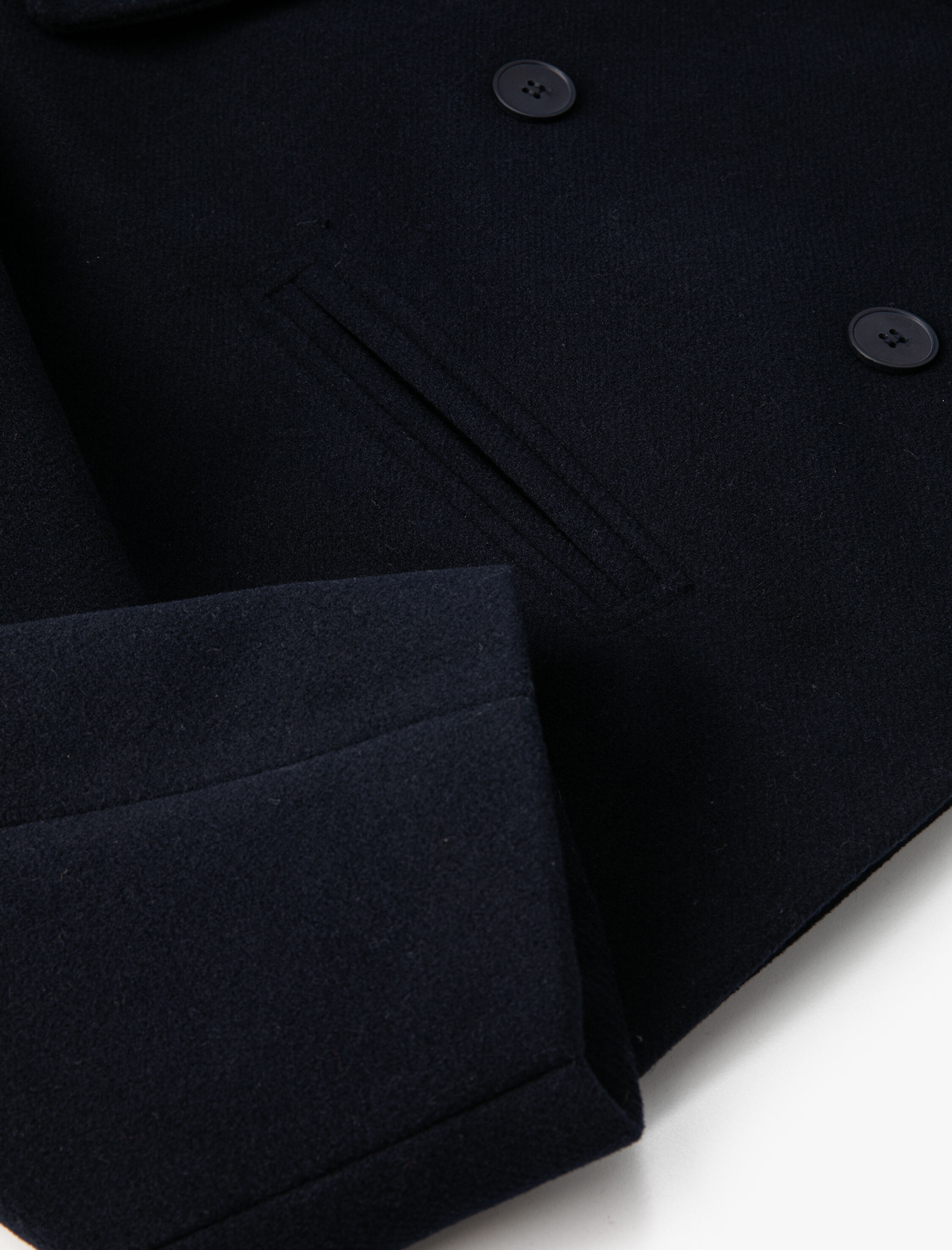   Kısa Kaşe Ceket Kruvaze Düğmeli Cep Detaylı