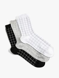 Kareli 3'lü Soket Çorap Seti Çok Renkli