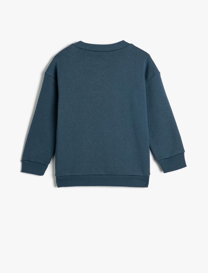  Erkek Çocuk Basic Sweatshirt Uzun Kollu Bisiklet Yaka Şardonlu