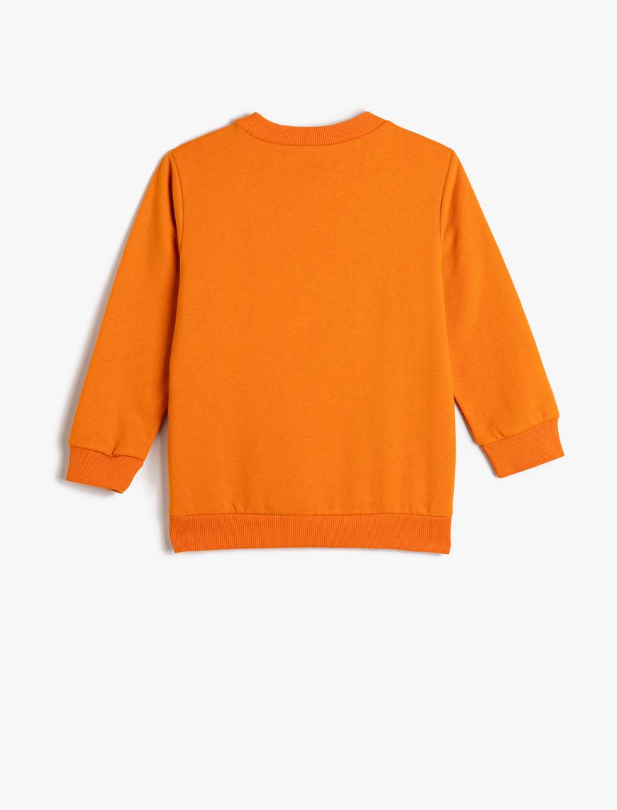  Erkek Çocuk Sweatshirt Uzun Kollu Bisiklet Yaka Slogan Baskılı Şardonlu