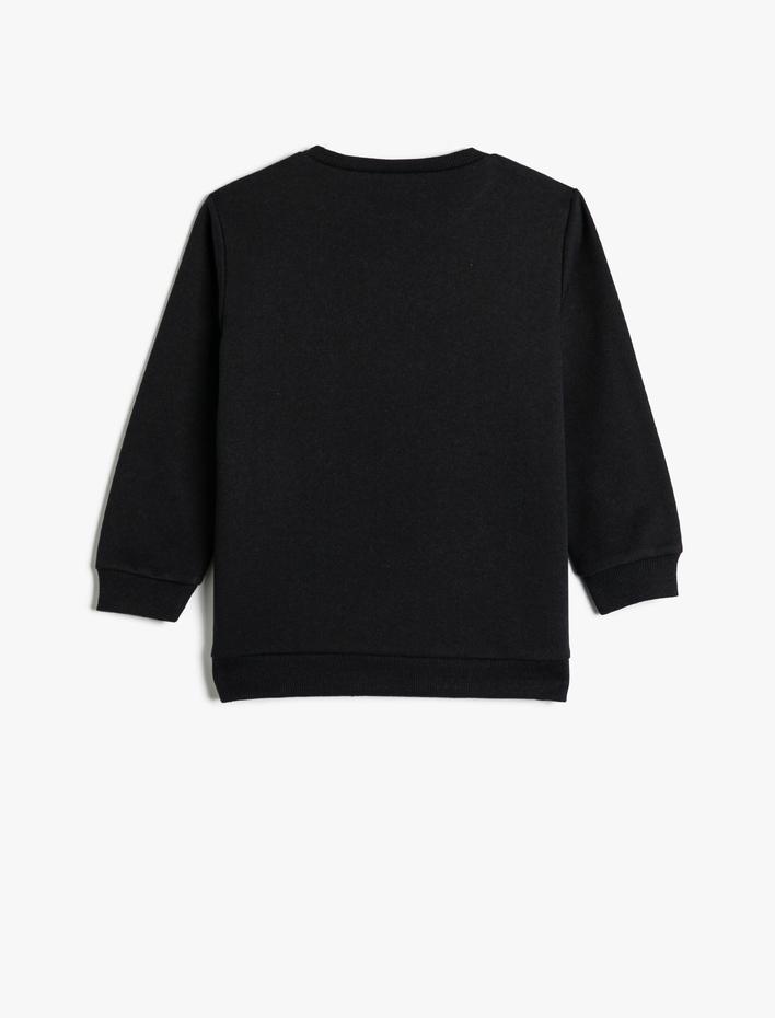 Erkek Çocuk Sweatshirt Uzun Kollu Bisiklet Yaka Uzay Temalı Dinozor Detaylı Şardonlu