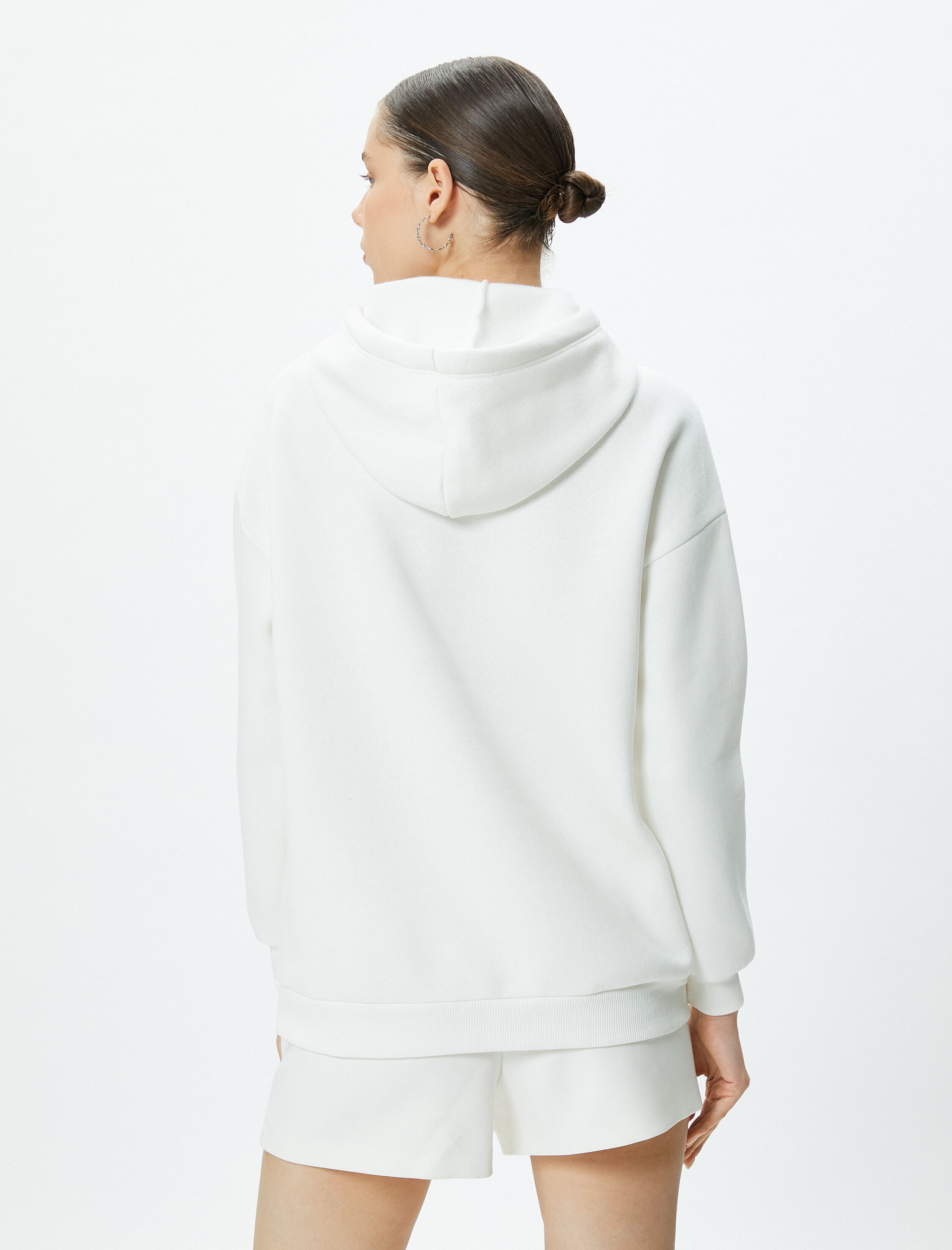   Şardonlu Anime Kapşonlu Sweatshirt Uzun Kollu Rahat Kesim Pamuklu