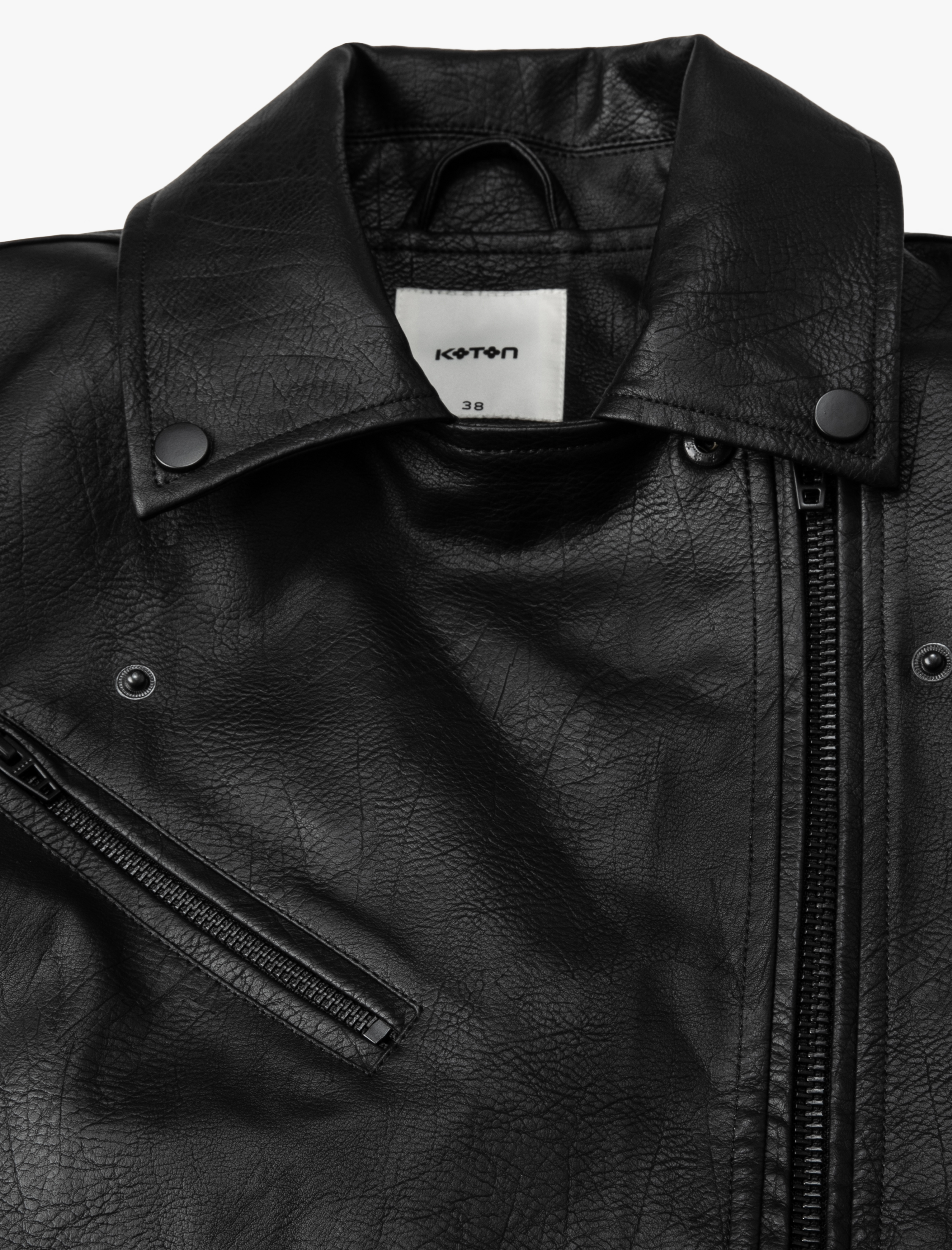   Biker Ceket Suni Deri Fermuarlı