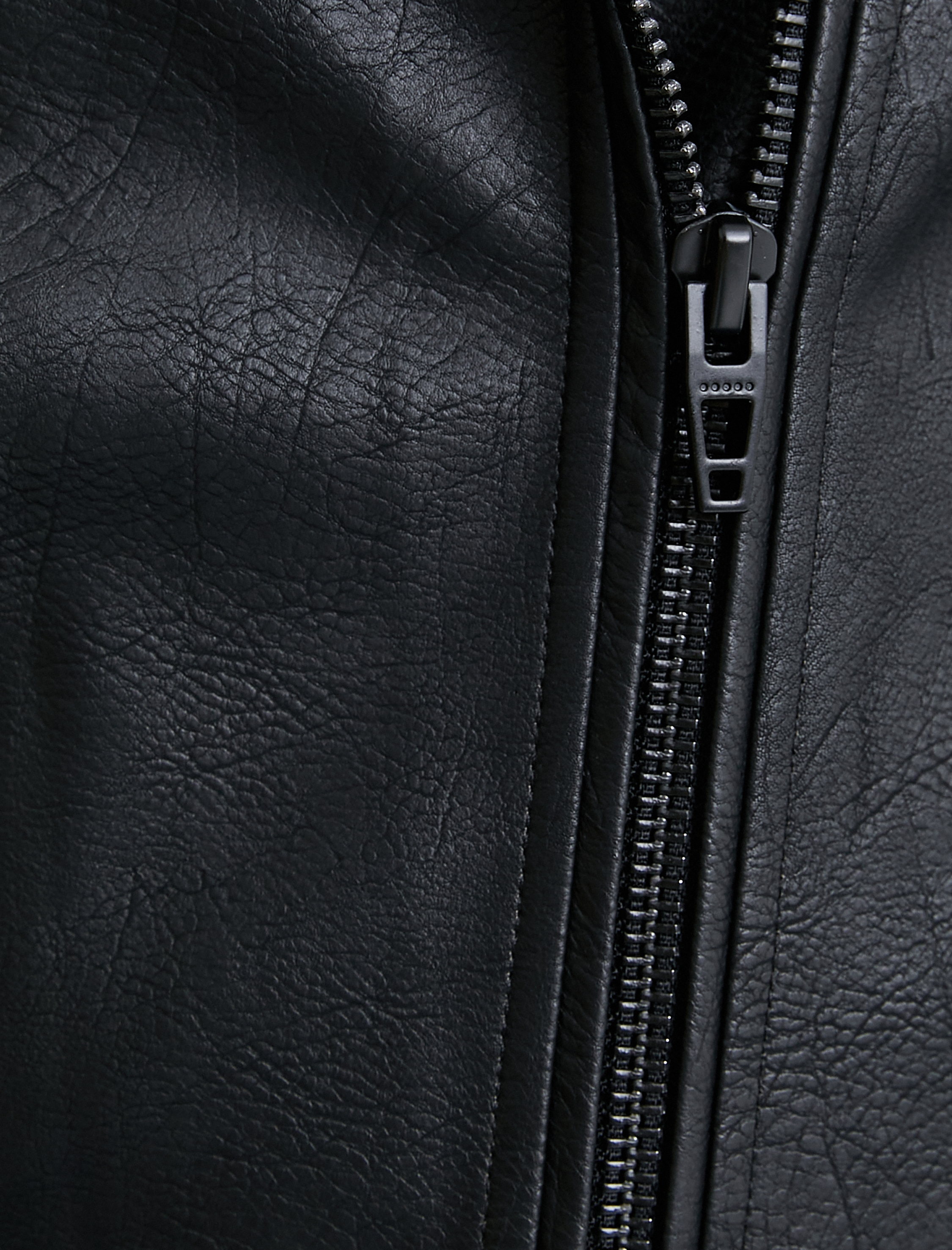   Biker Ceket Suni Deri Fermuarlı