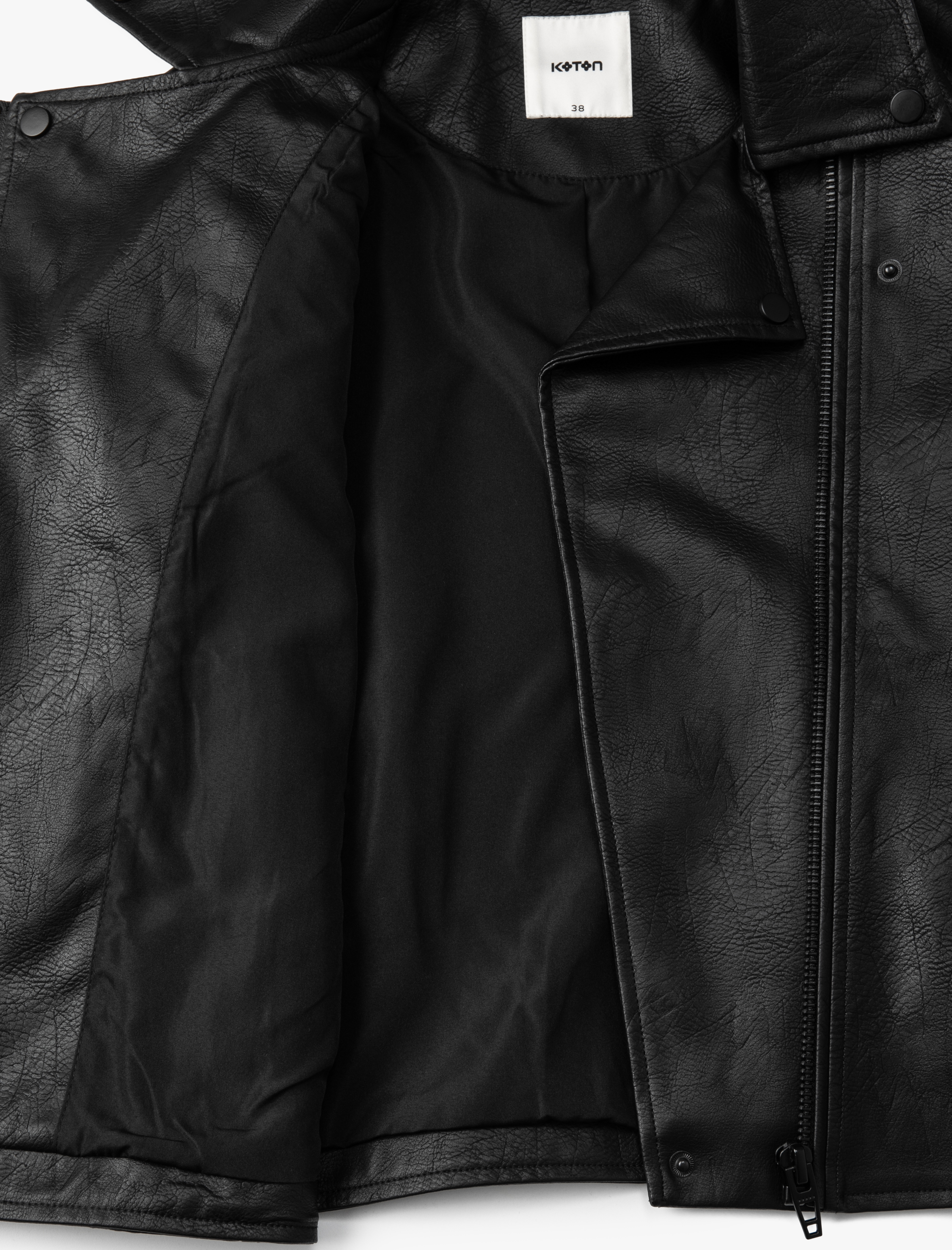   Biker Ceket Suni Deri Fermuarlı