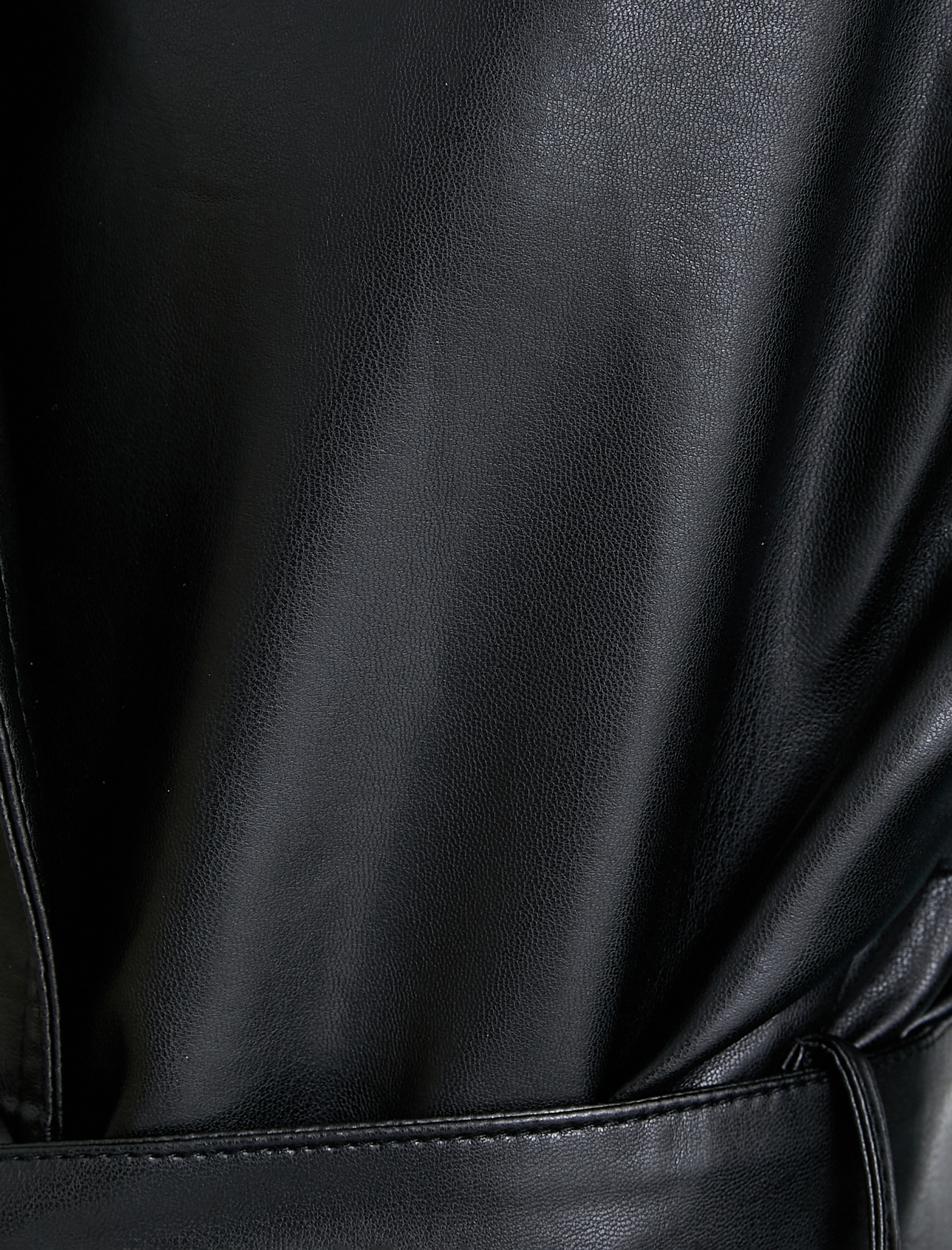   Suni Deri Trençkot Kuşaklı Cepli Kruvaze