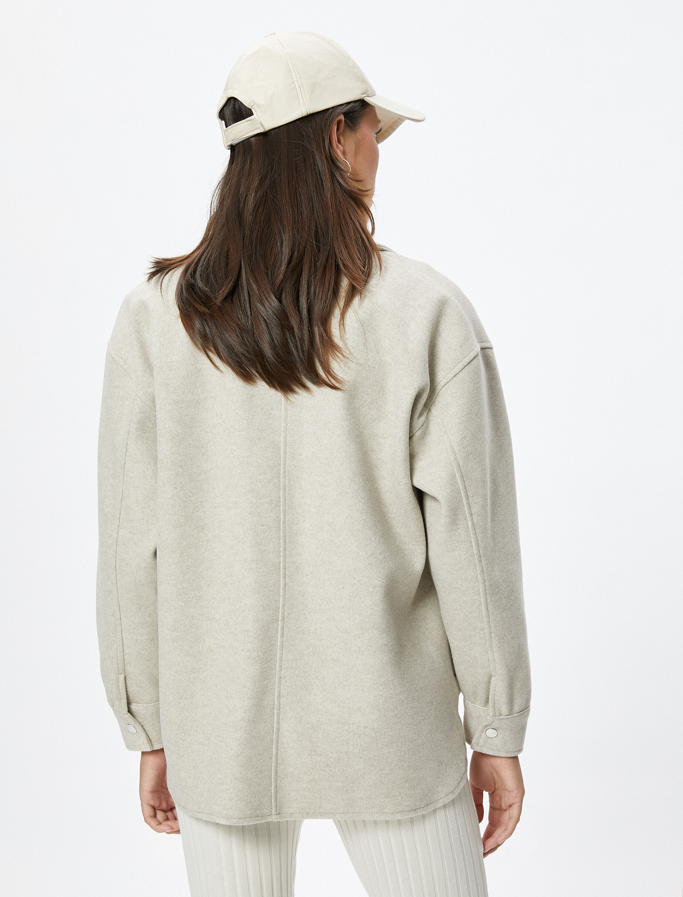   Oversize Gömlek Ceket Çıtçıt Düğmeli Kapaklı Cepli