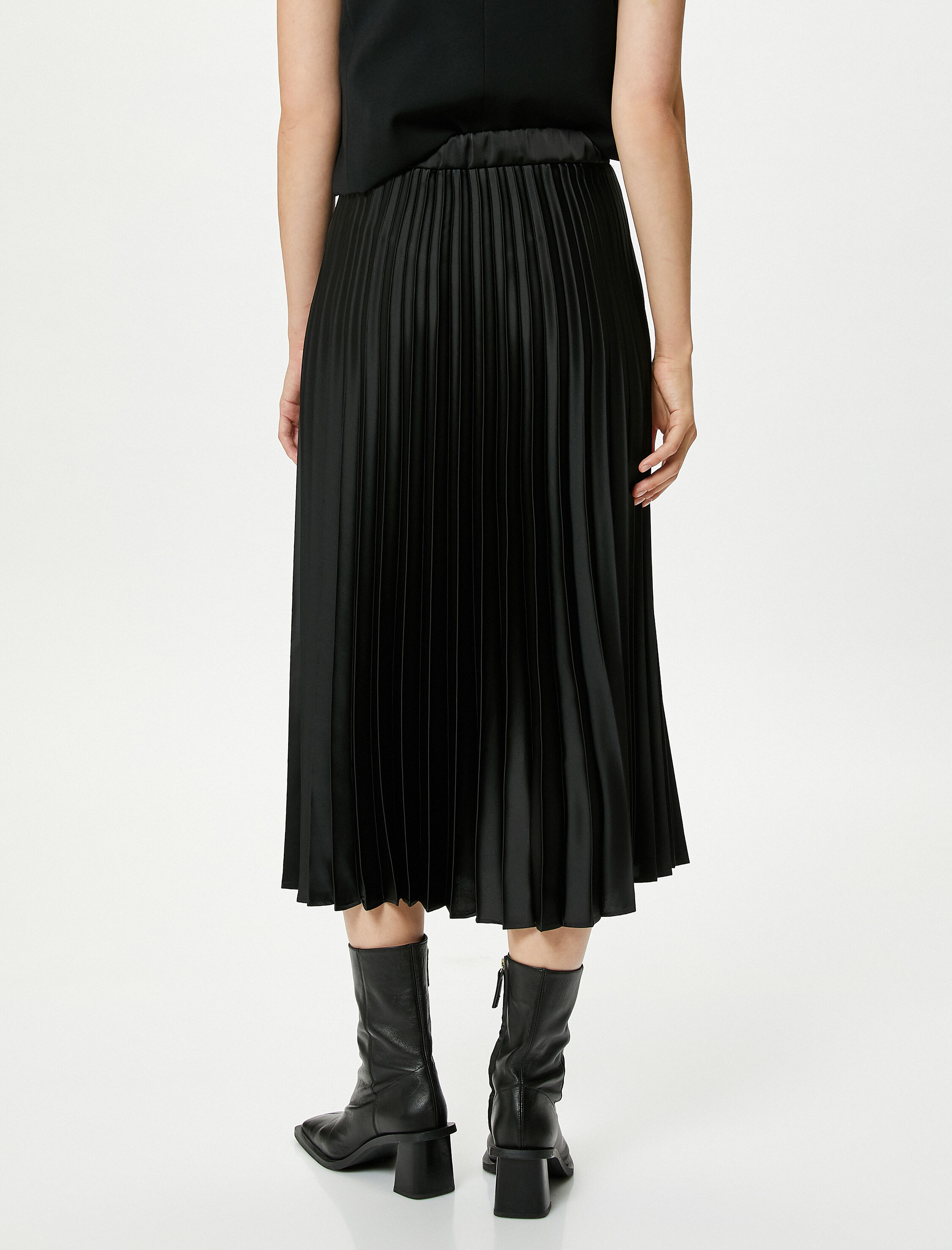   Midi Pileli Etek Normal Bel Fermuarlı