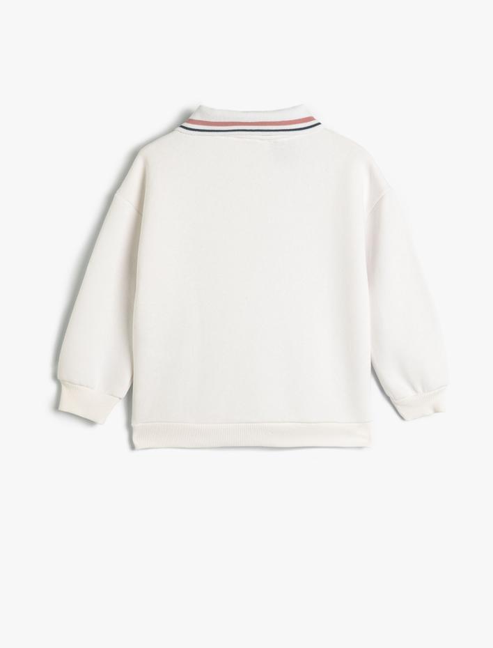 Kız Çocuk Harry Potter Kolej Sweatshirt Polo Yaka Uzun Kollu Lisanslı Yarım Fermuarlı Şardonlu