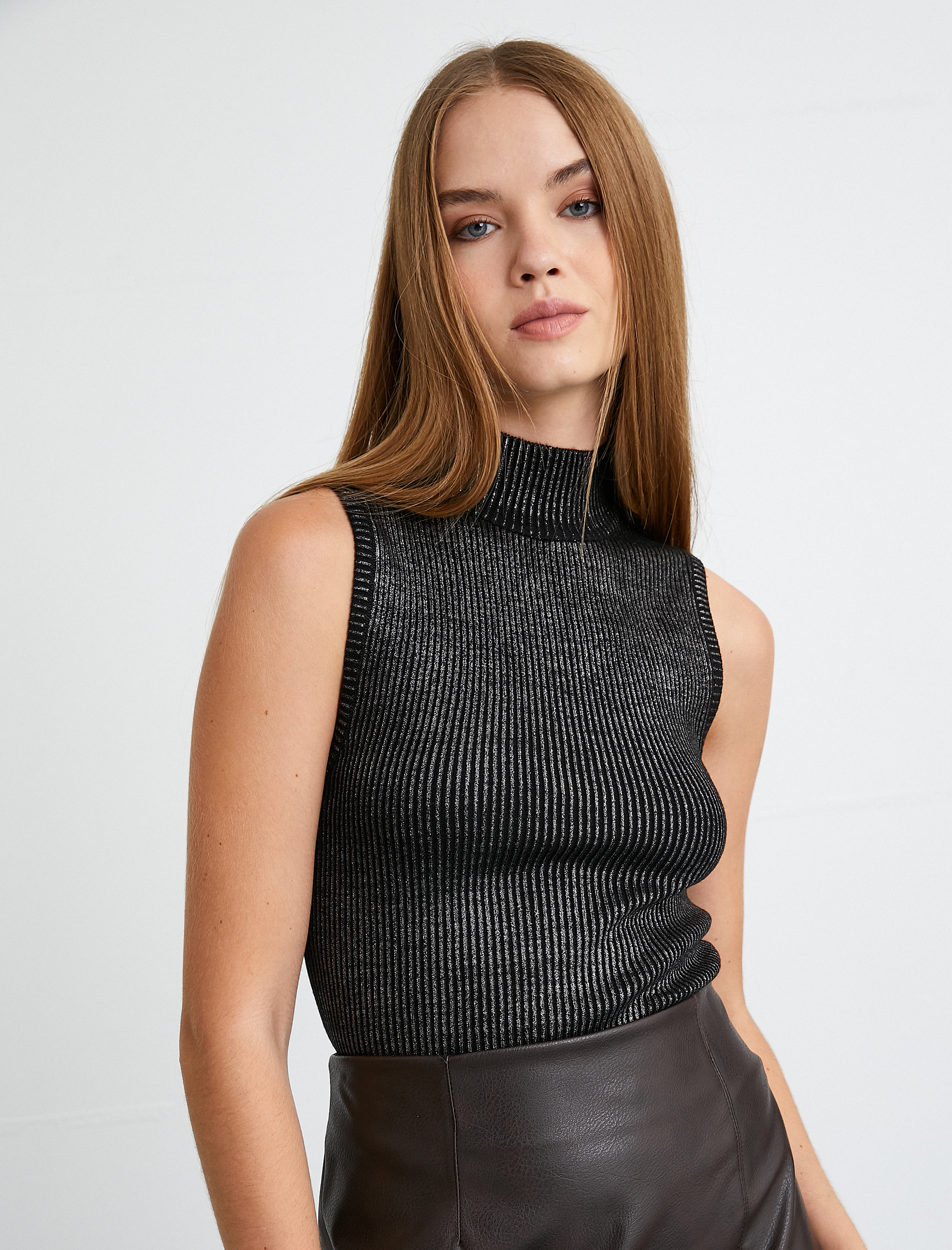   Triko Atlet Fitilli Yarım Balıkçı Yaka Simli Slim Fit