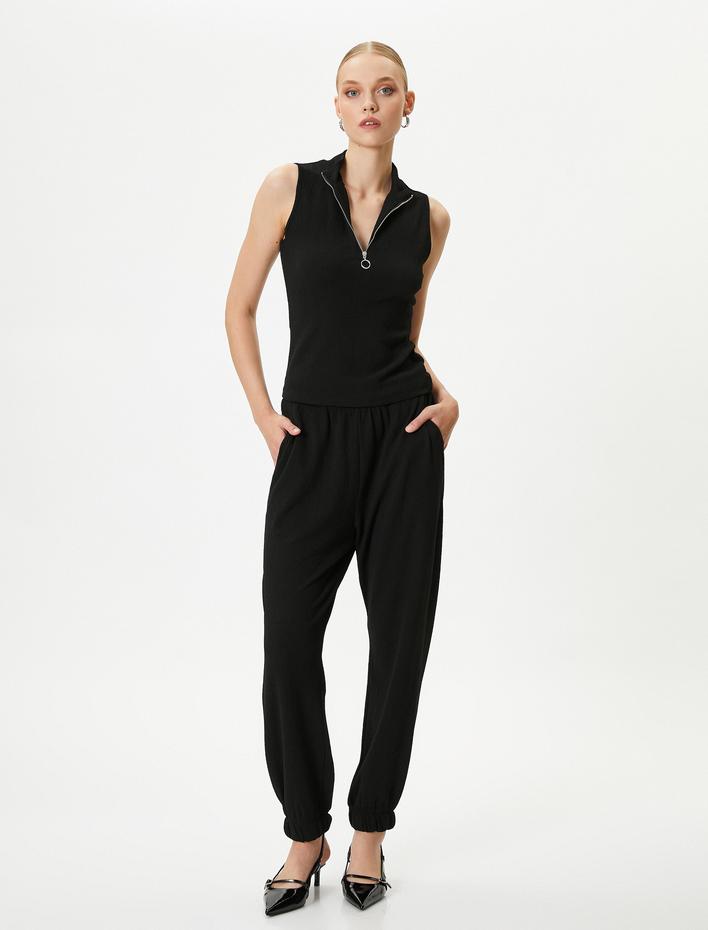  Yarım Fermuarlı Atlet Hafif Dik Yaka Slim Fit