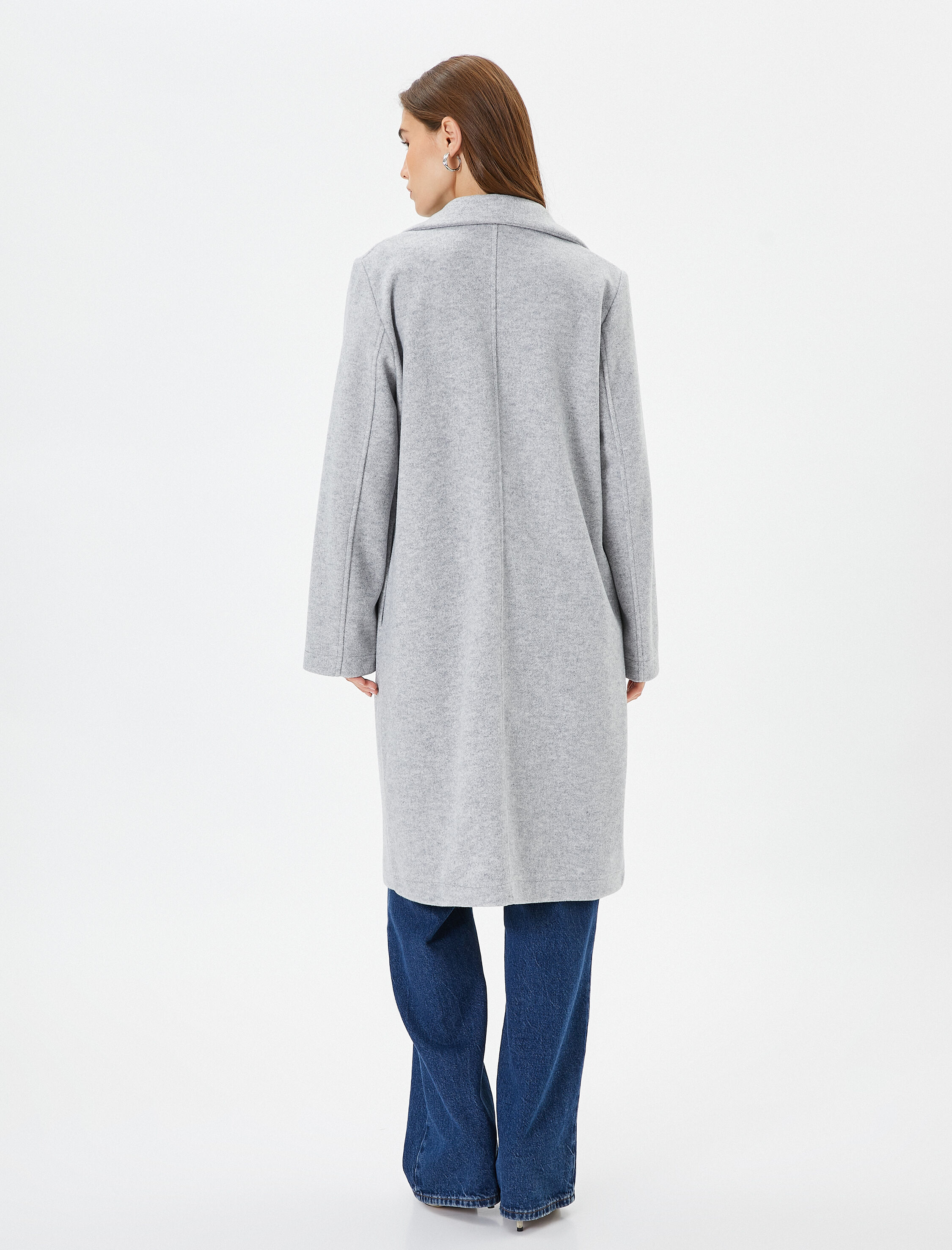   Oversize Kaşe Kaban Cep Detaylı