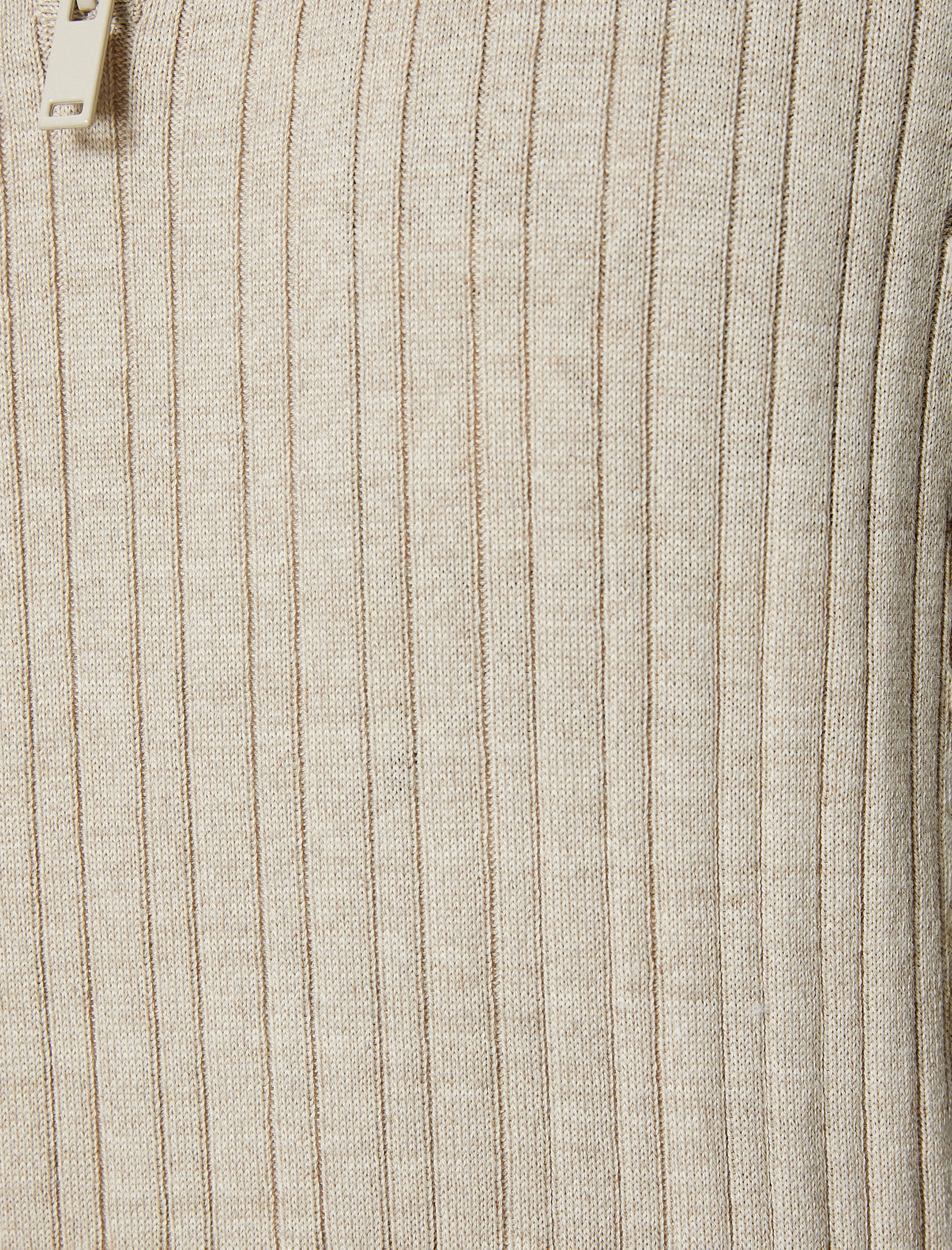   Yarım Fermuarlı Kazak Dik Yaka Dokulu Uzun Kollu