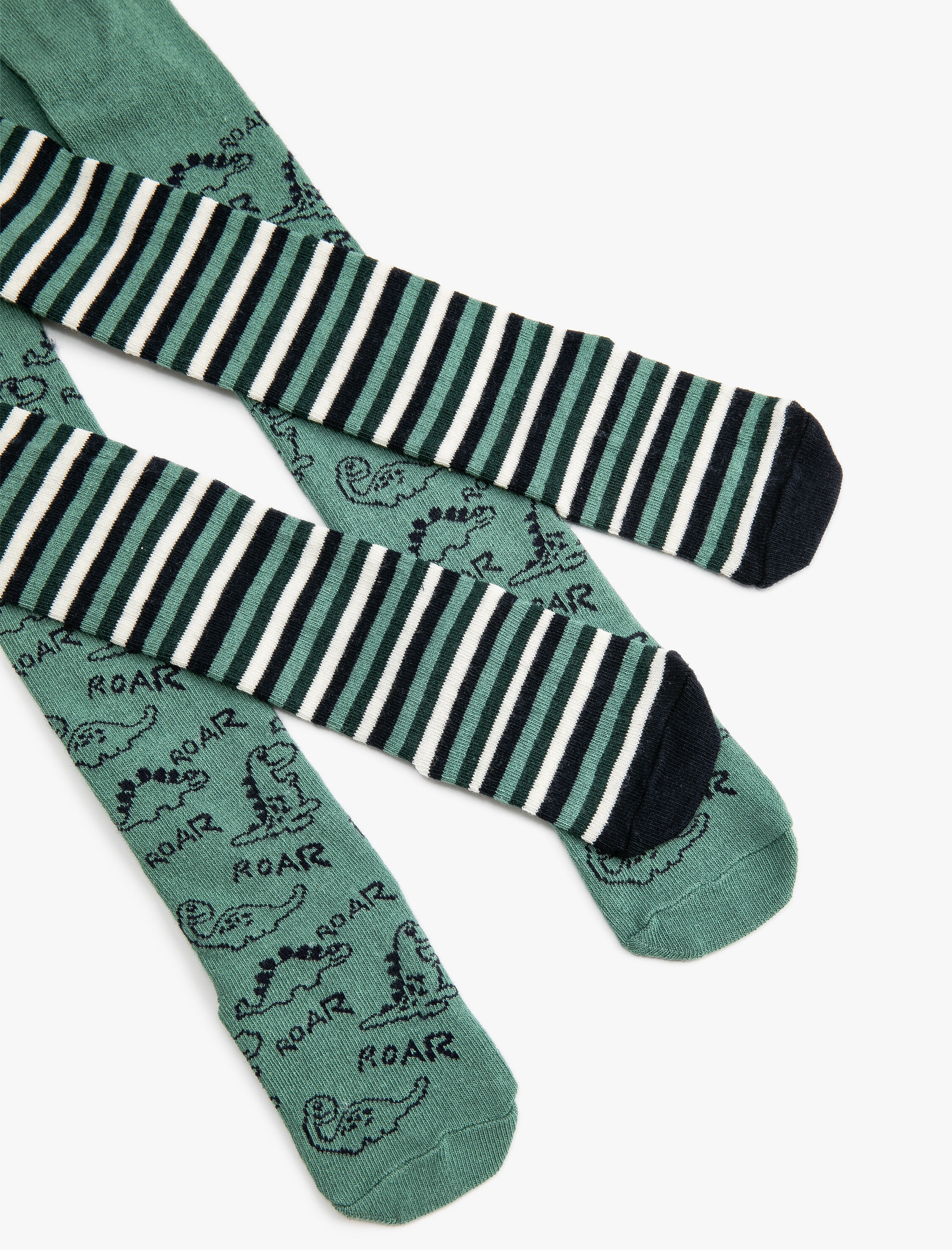  Erkek Bebek 2'li Külotlu Çorap Çok Renkli Dinozor Desenli Pamuklu