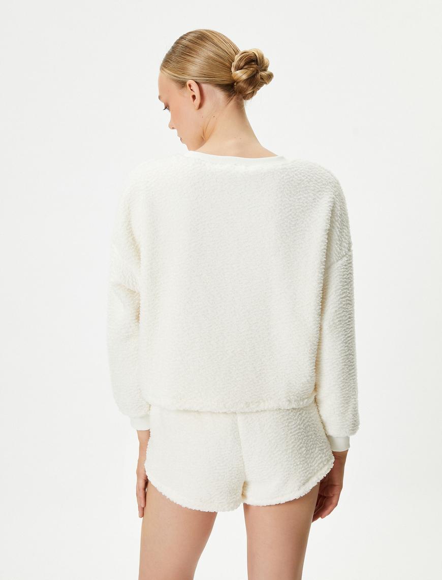   Polar Pijama Üstü Uzun Kollu Bisiklet Yaka