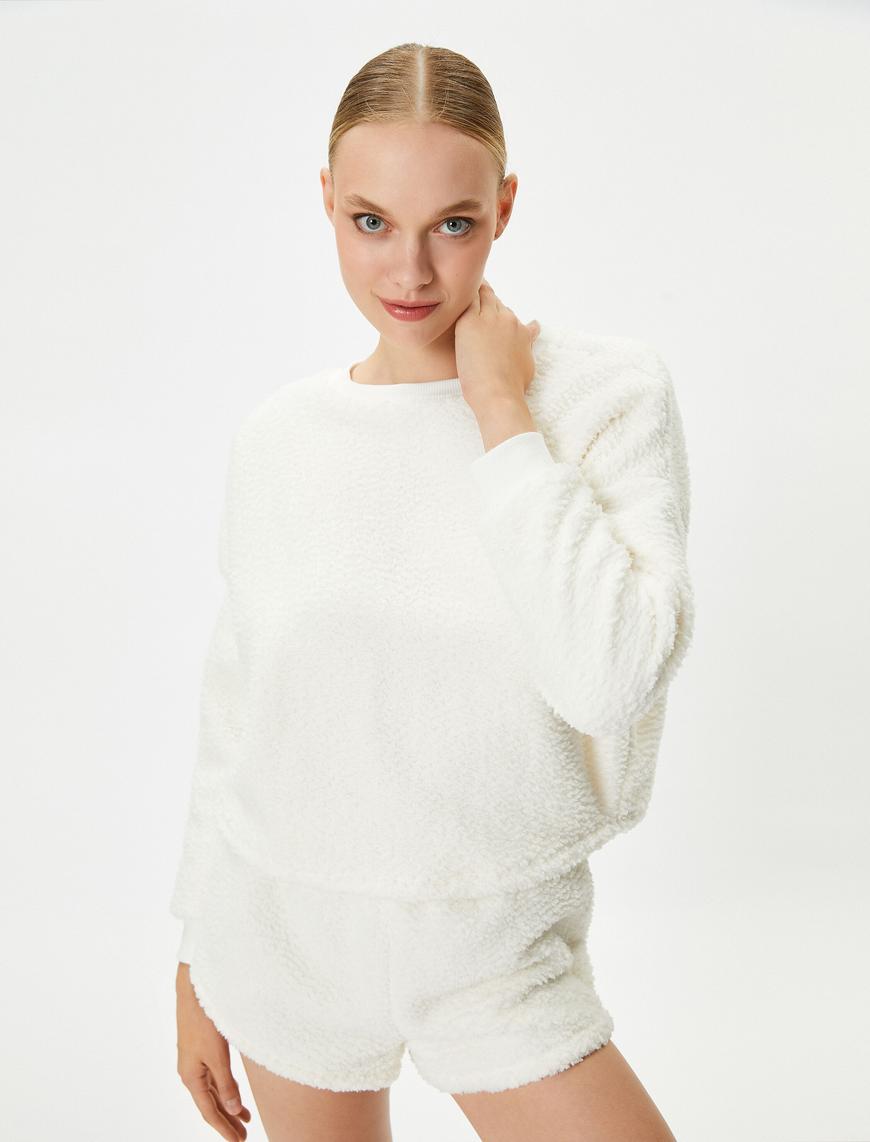   Polar Pijama Üstü Uzun Kollu Bisiklet Yaka
