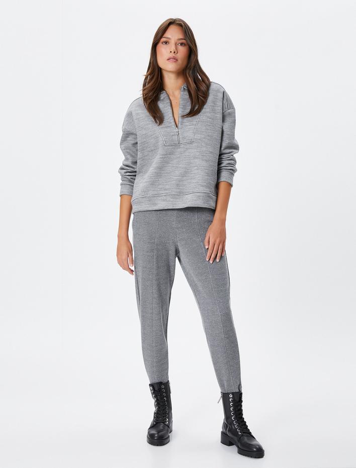  Jogger Eşofman Altı Beli Lastikli Cepli Nervürlü