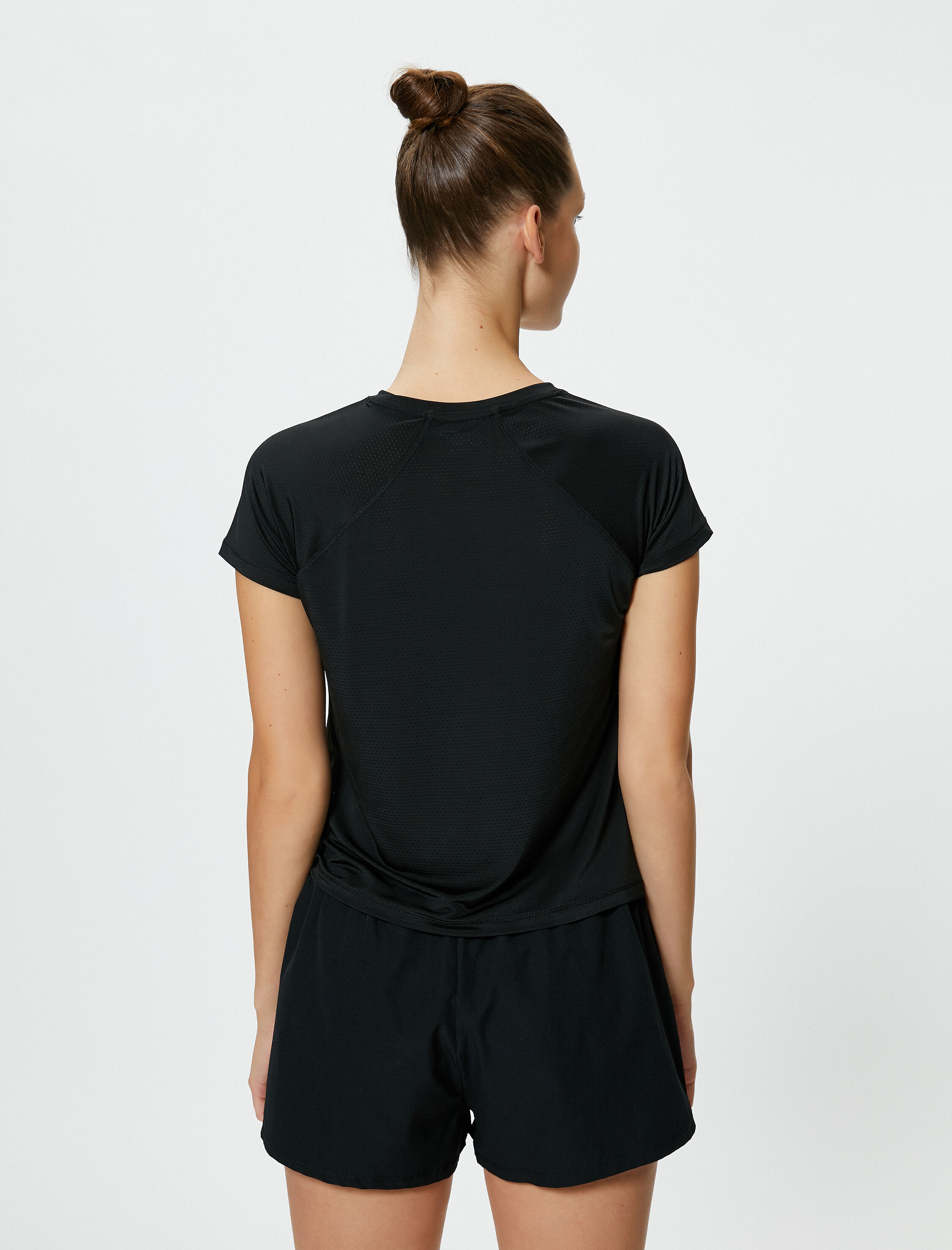   Basic Spor Tişört Bol Kalıp Kısa Kollu Bisiklet Yaka