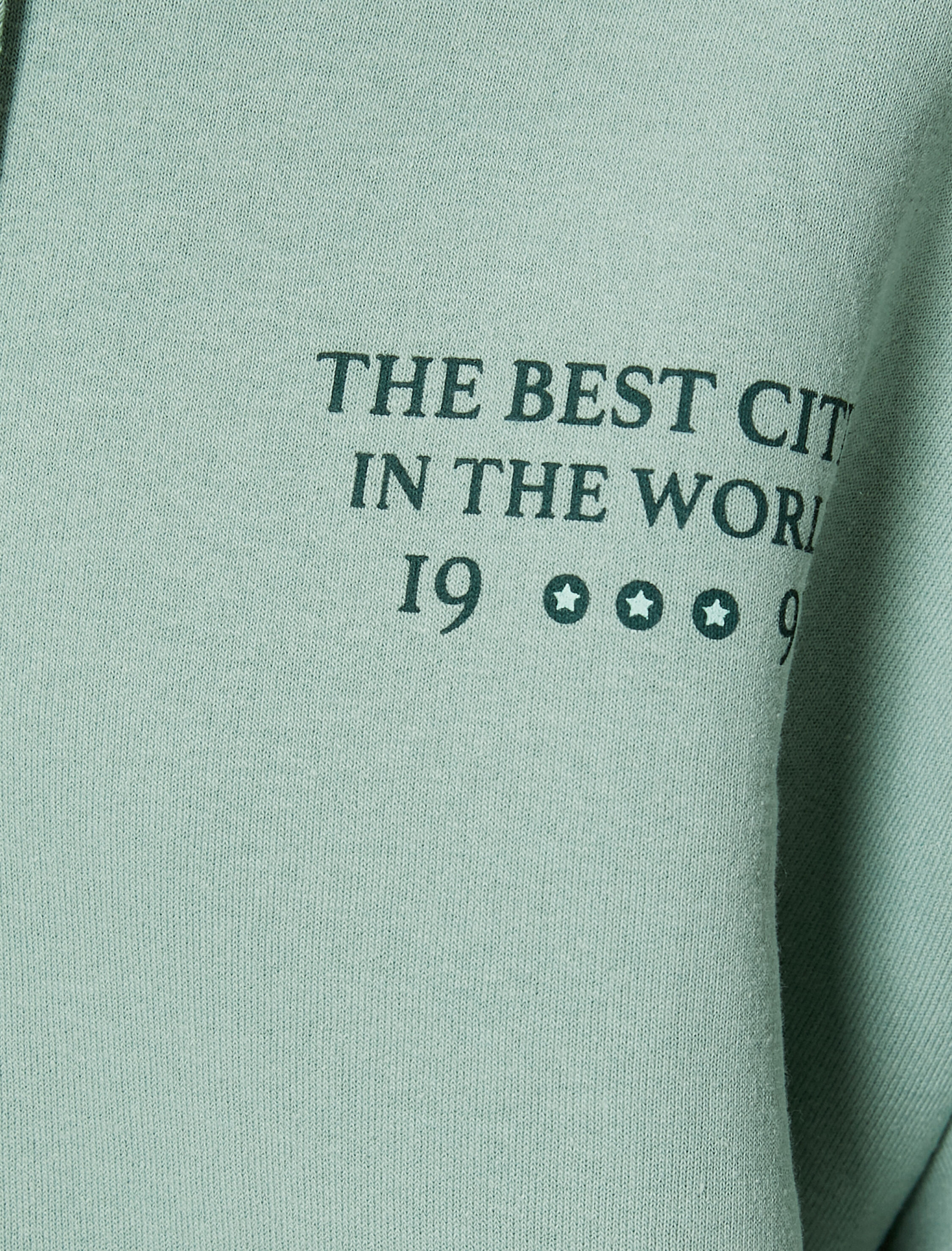   Kapşonlu Sweatshirt Arkası Baskılı Şardonlu Rahat Kalıp Cepli