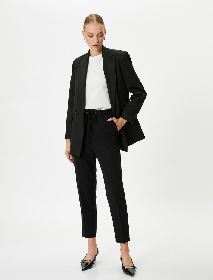  Havuç Pantolon Beli Bağcıklı Cep Detaylı