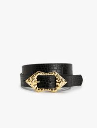 Kemer Suni Deri Metal Toka Detaylı