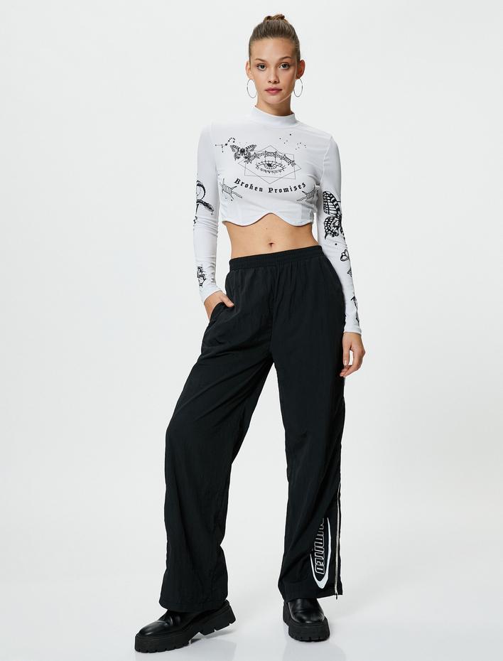  Paraşüt Pantolon Yanları Çizgi Detaylı Cepli Rahat Kalıp