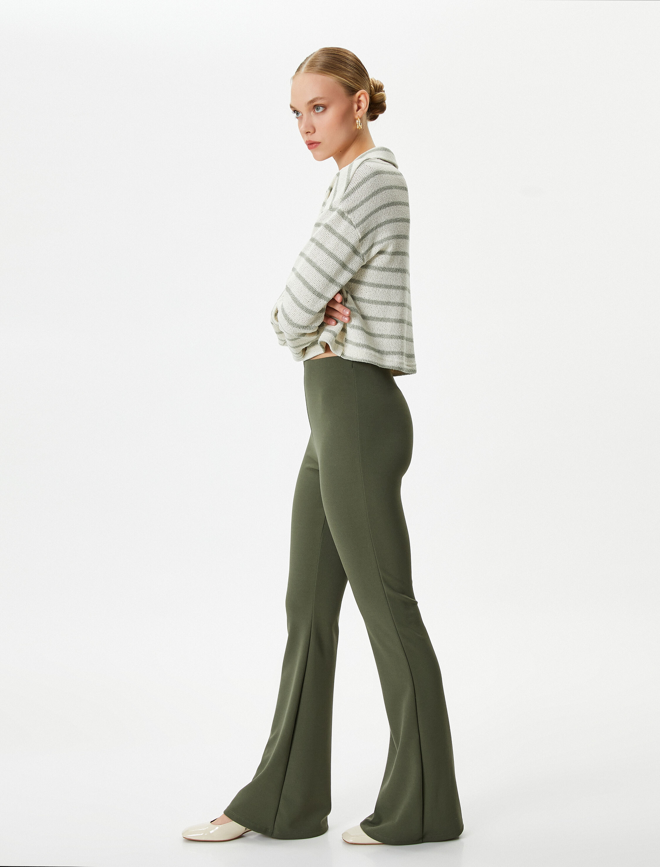   İspanyol Paça Tayt Pantolon Slim Fit Normal Bel