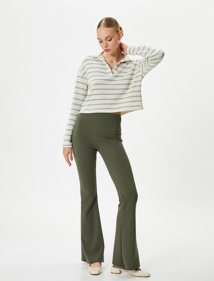  İspanyol Paça Tayt Pantolon Slim Fit Normal Bel