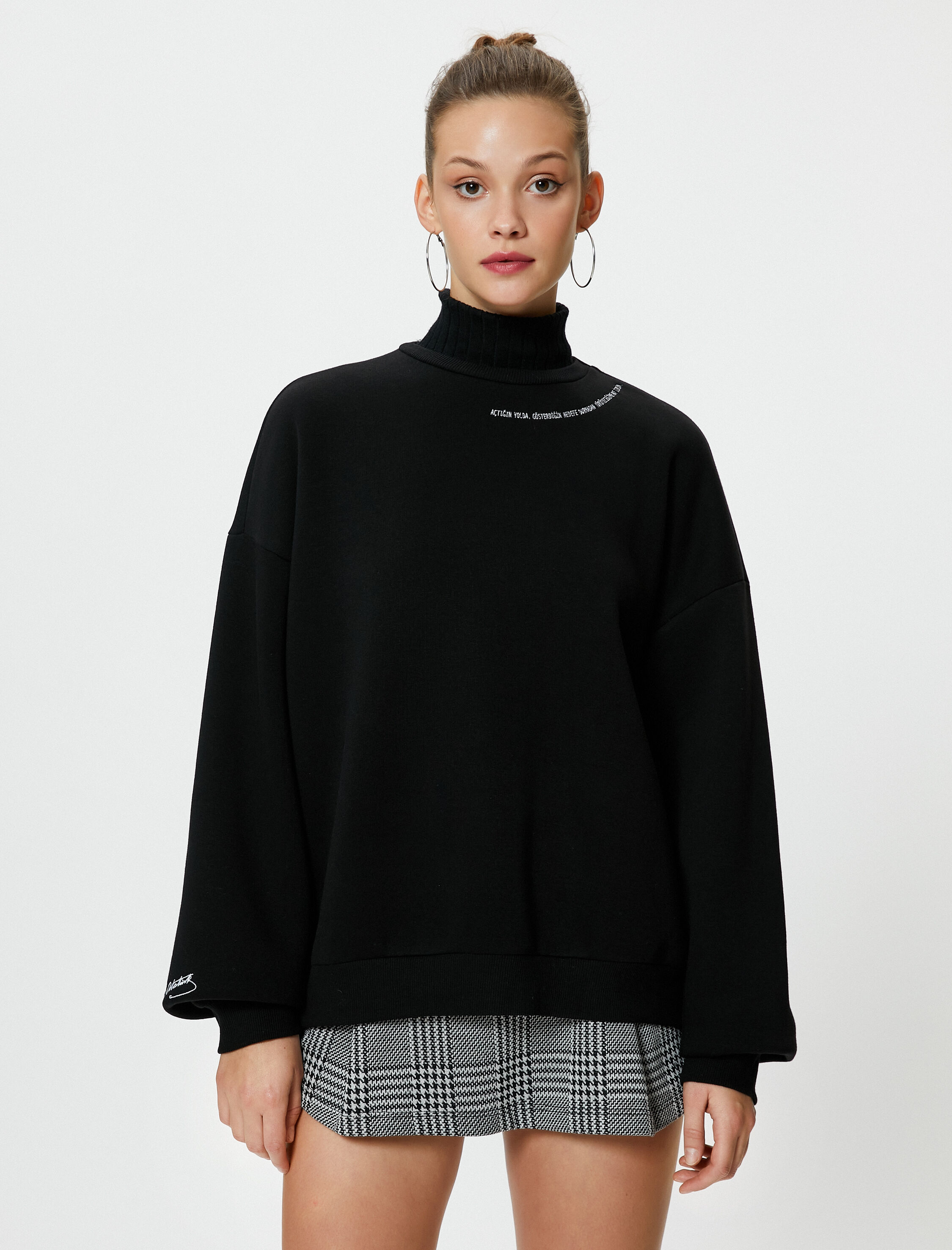   Şardonlu Boğazlı Sweatshirt Atatürk İmzası ve Sözü İşlemeli 100. Yıl Özel