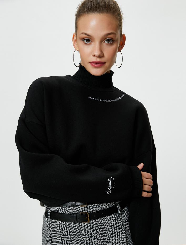  Şardonlu Boğazlı Sweatshirt Atatürk İmzası ve Sözü İşlemeli 100. Yıl Özel