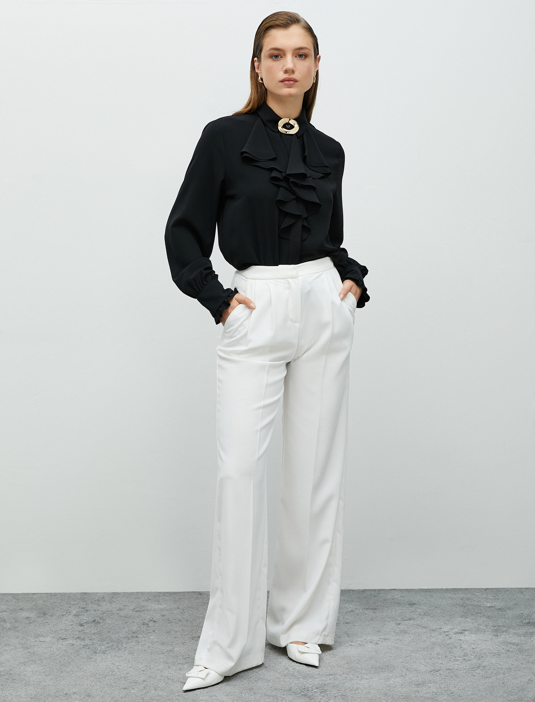   Volanlı Gömlek Uzun Kollu