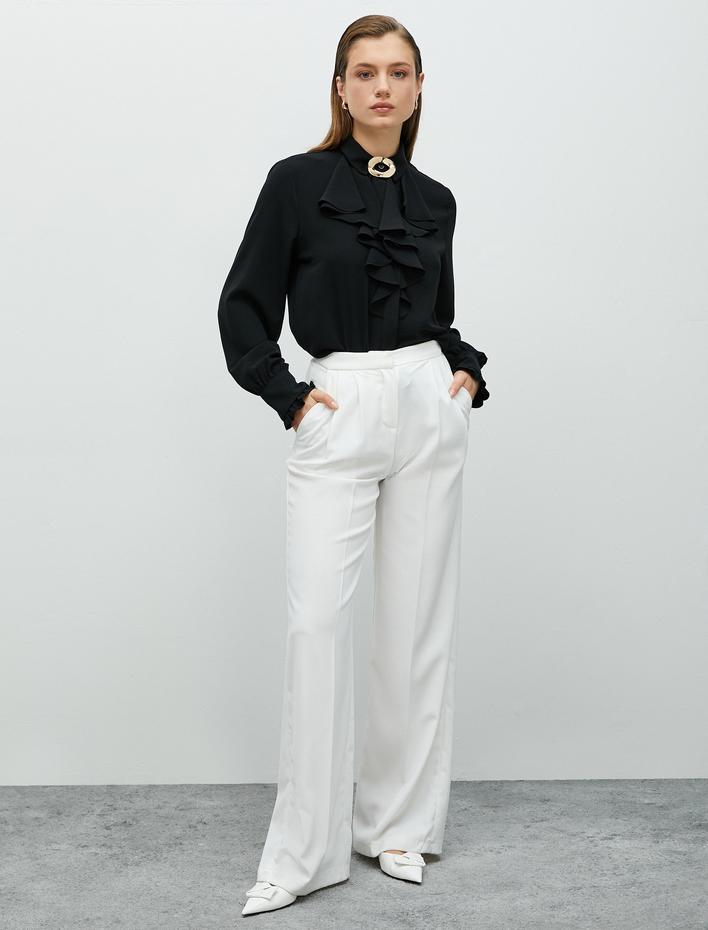  Volanlı Gömlek Uzun Kollu