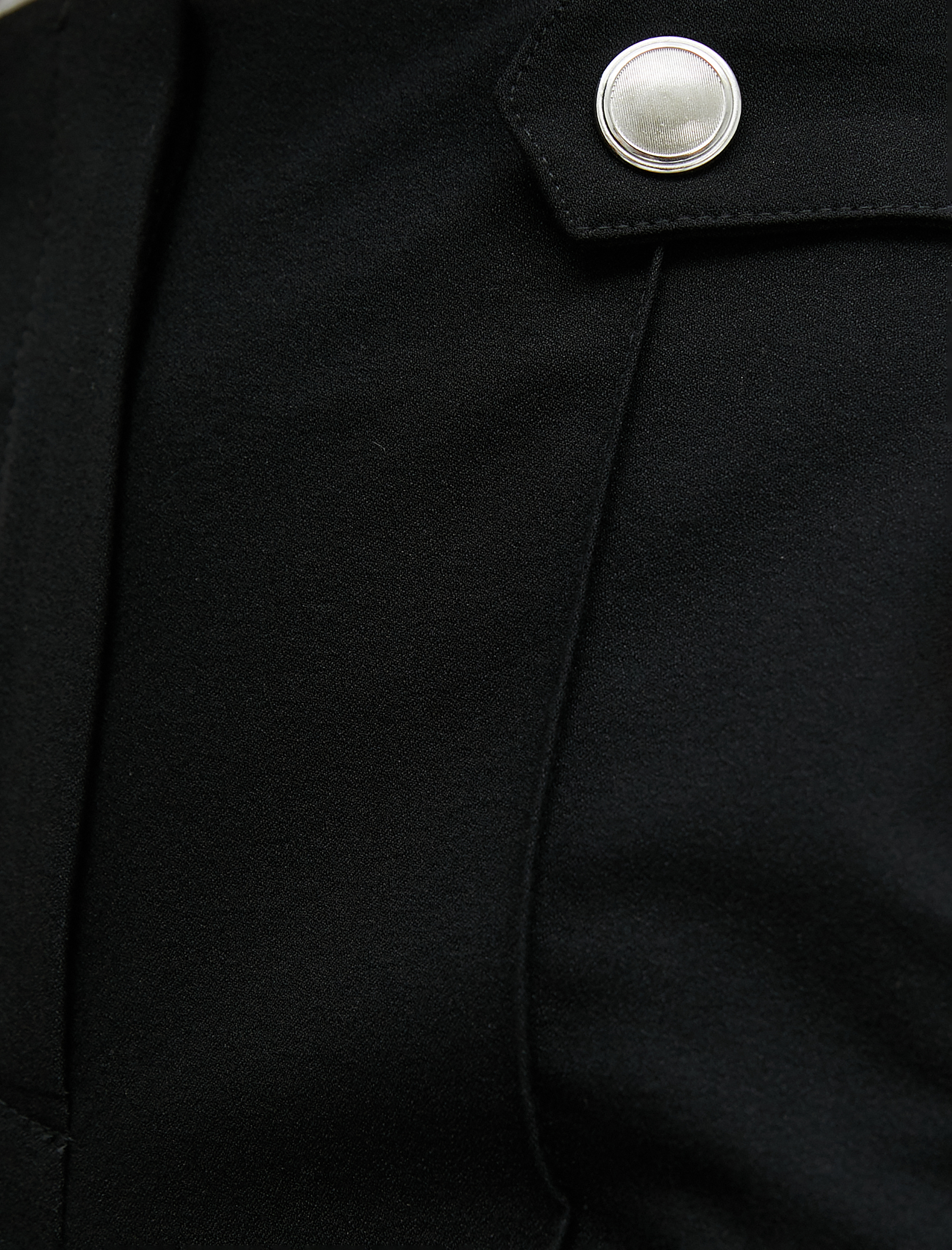   Kumaş Pantolon Crop Bol Paça Düğmeli Cep Detaylı