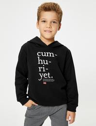 Kapşonlu Sweatshirt Cumhuriyet Lûgat365 Lisanslı Uzun Kollu Şardonlu