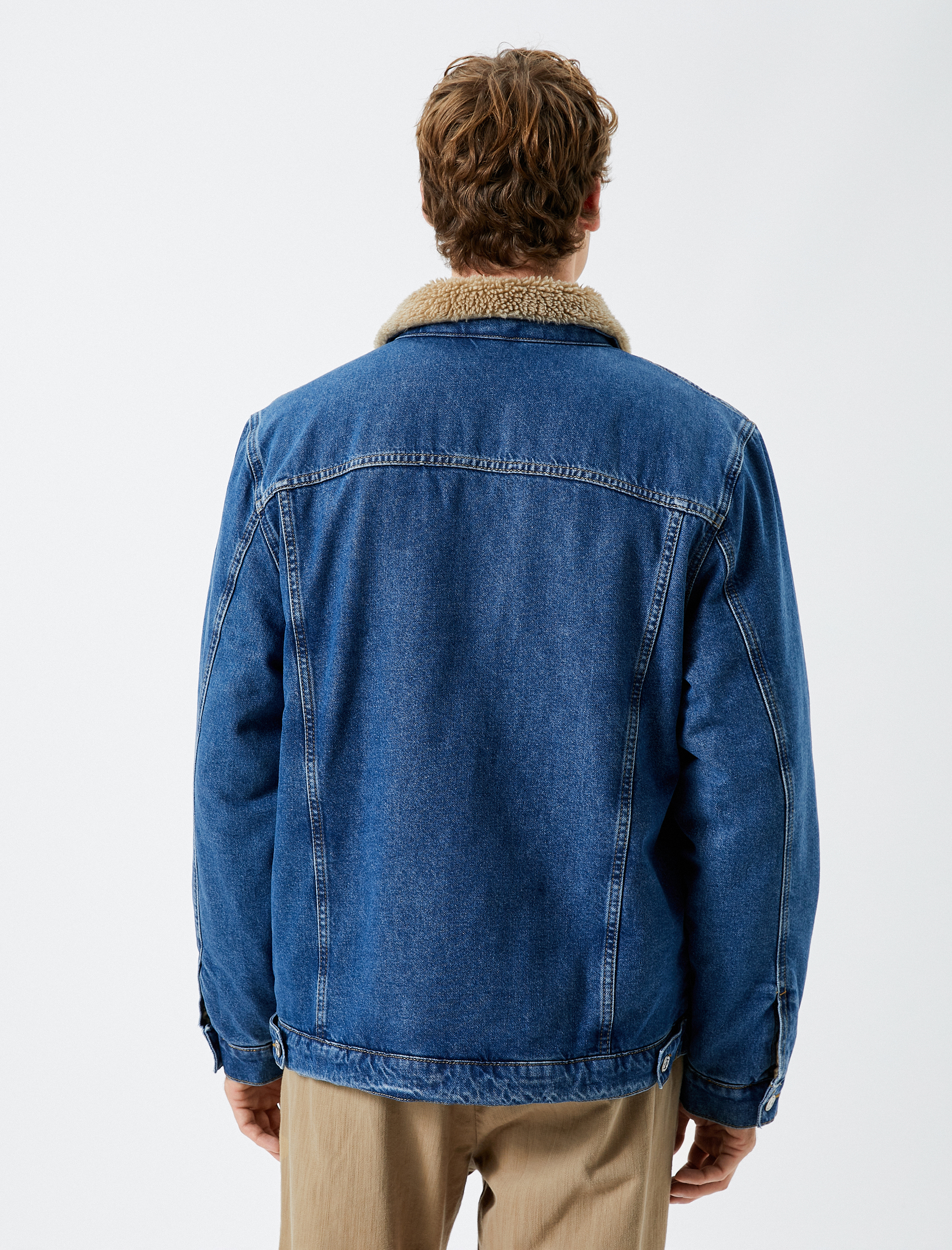   Kot Ceket İçi Suni Kürklü Yaka Detaylı Kapaklı Çift Cepli