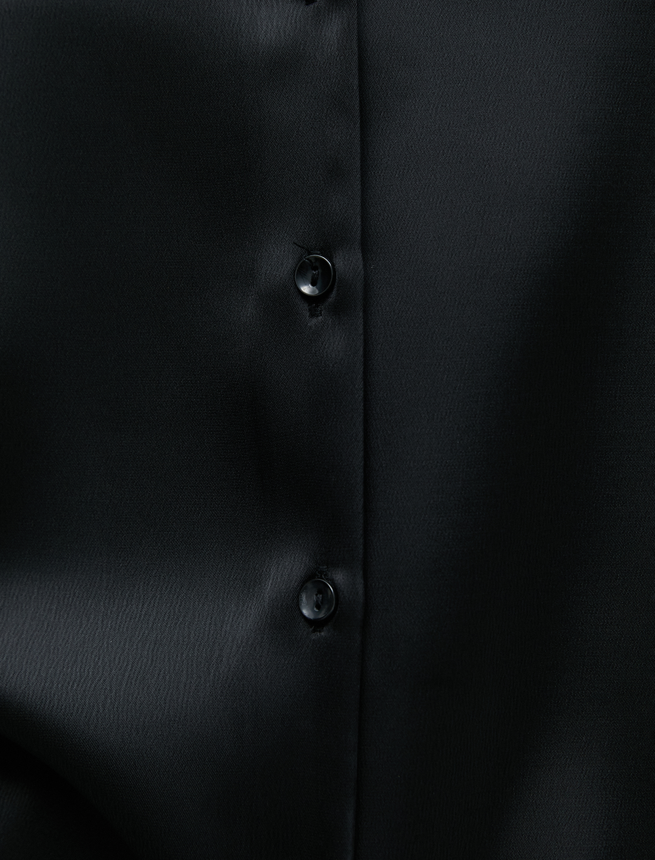   Saten Gömlek Düğmeli Uzun Kollu Klasik Yaka