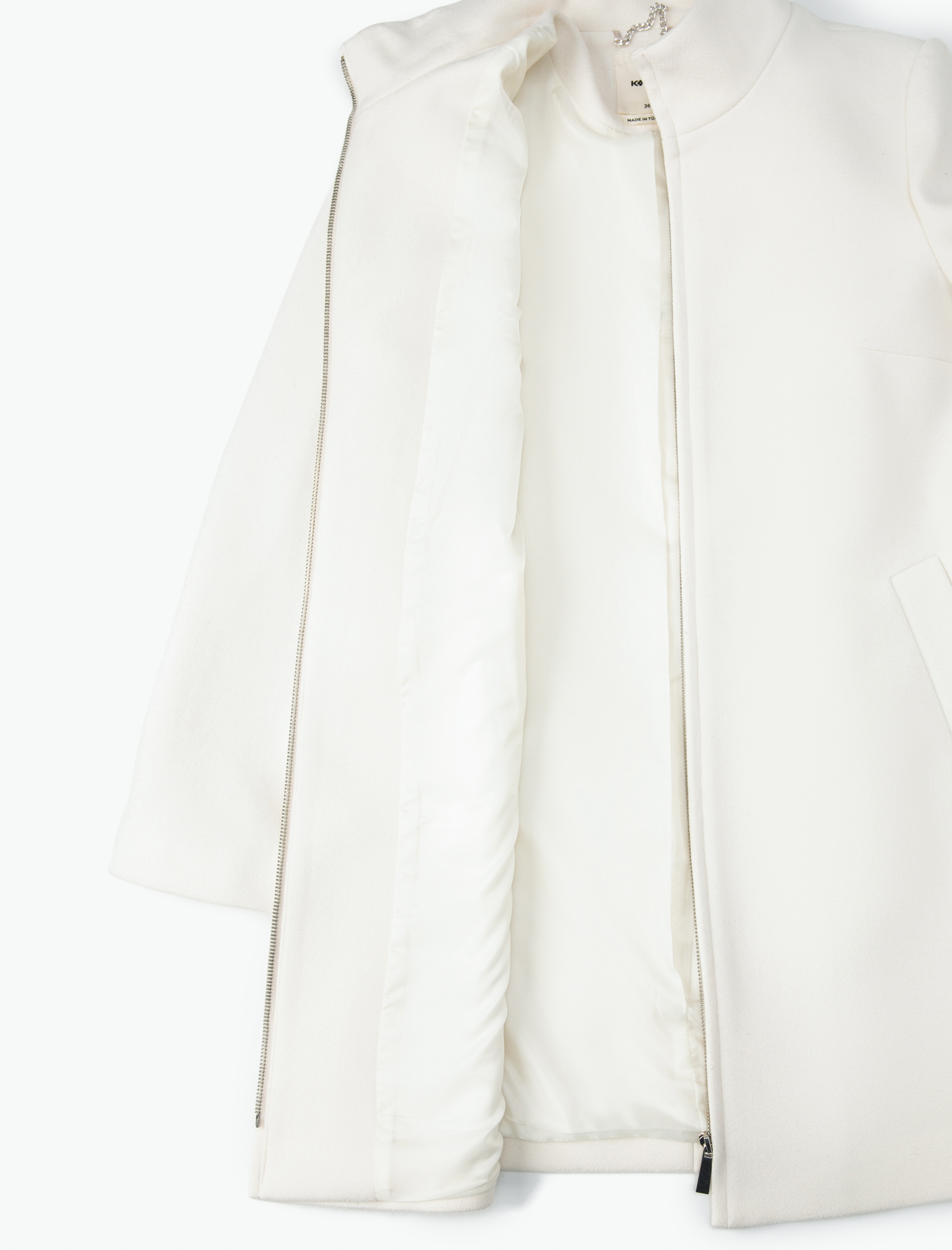   Kaşe Kaban Dik Yaka Fermuarlı