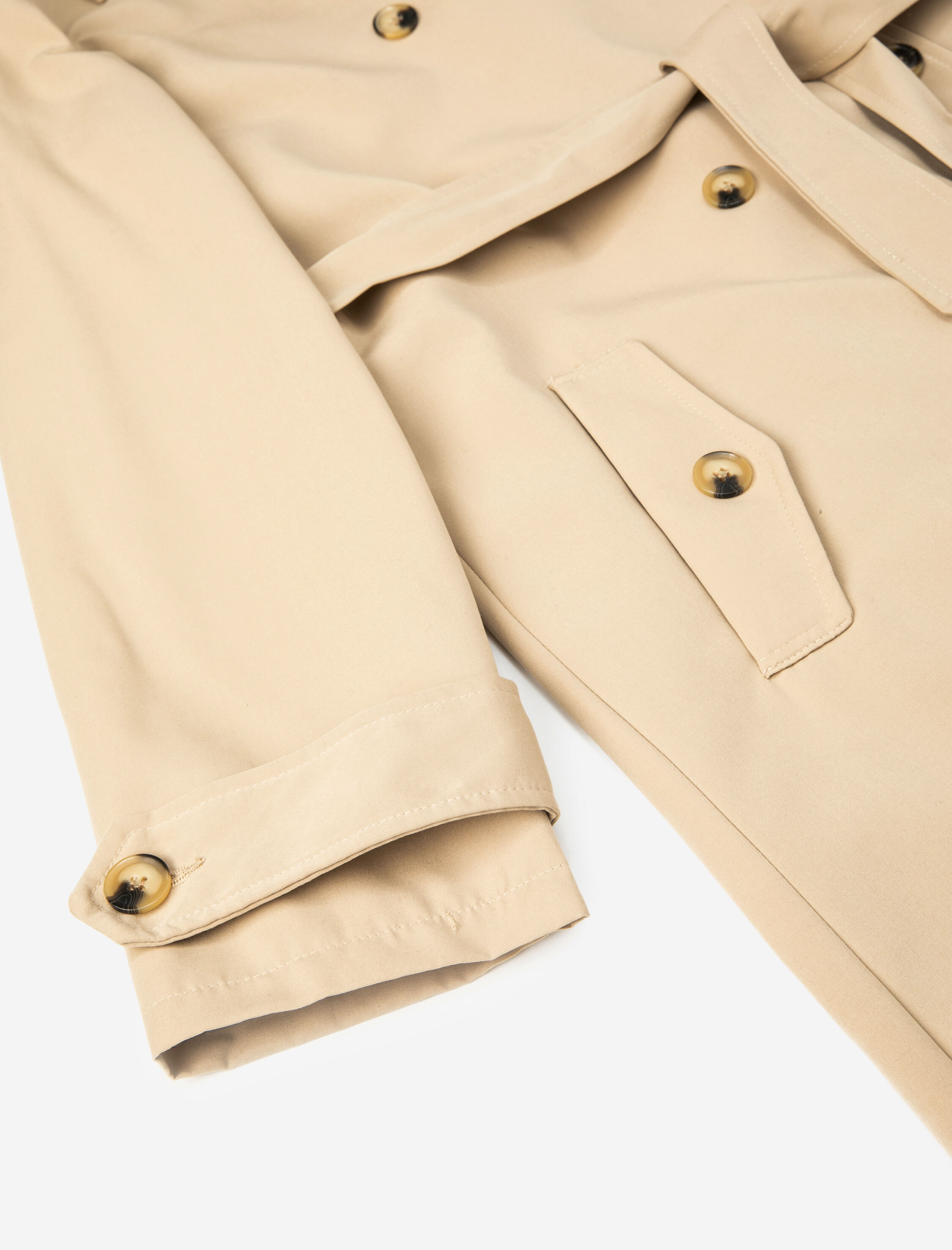 Trençkot Kruvaze Yaka Ekstra Uzun Fileto Çift Cep Kemer Detaylı