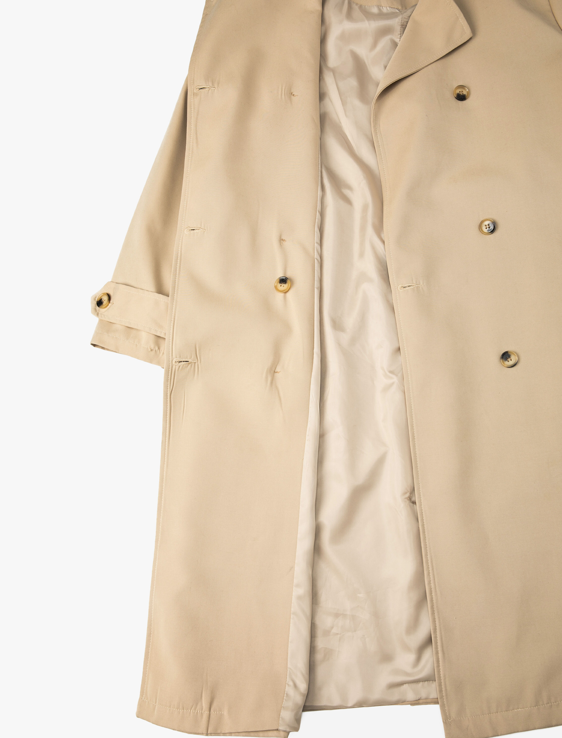 Trençkot Kruvaze Yaka Ekstra Uzun Fileto Çift Cep Kemer Detaylı