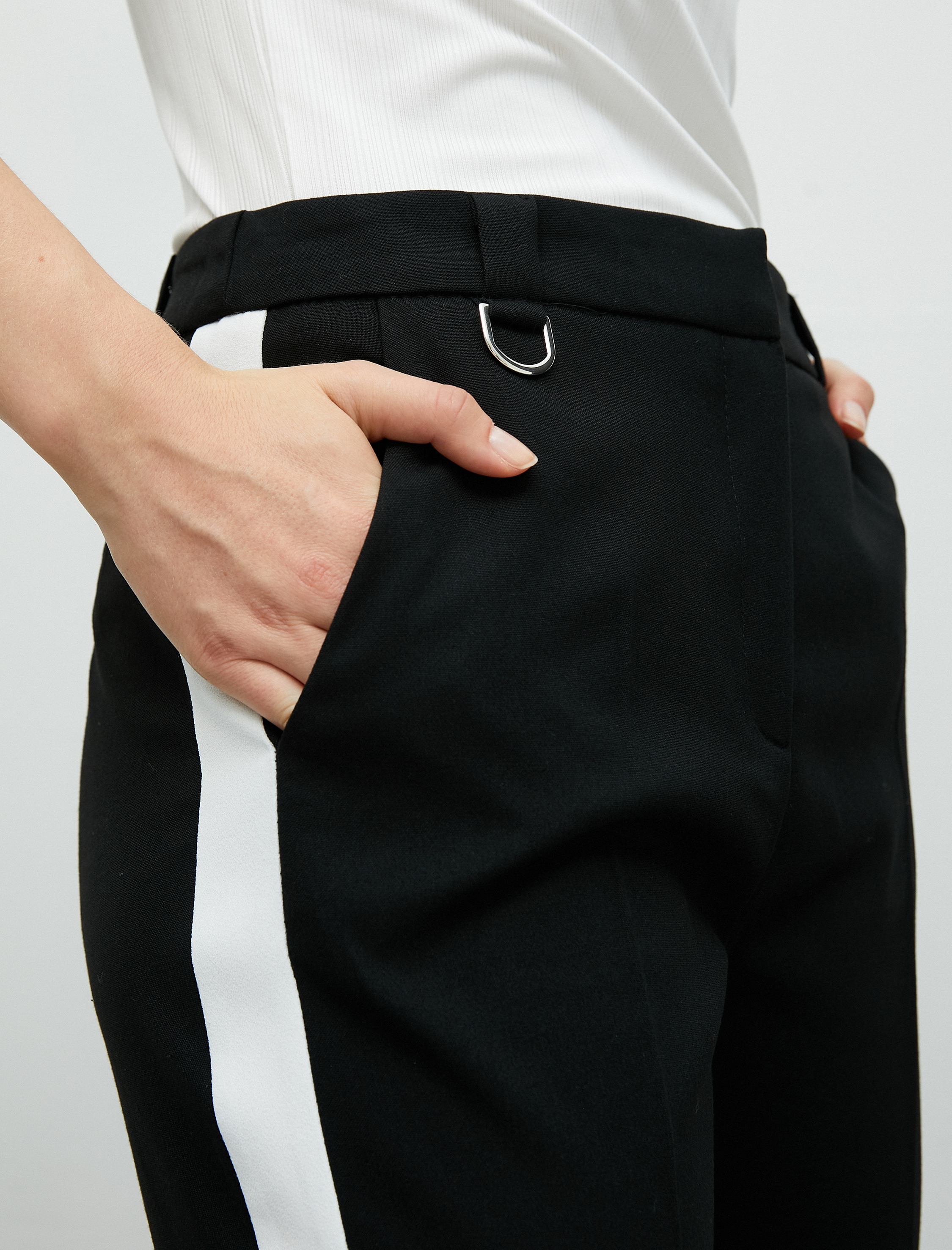   Cigarette Pantolon Yüksek Bel Cepli Şerit Detaylı